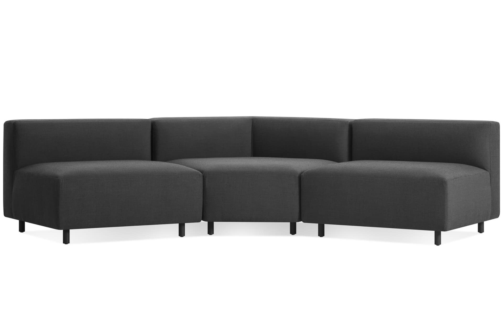 9 yard outdoor angled sectional sofa / small / armless / sunbrella coal