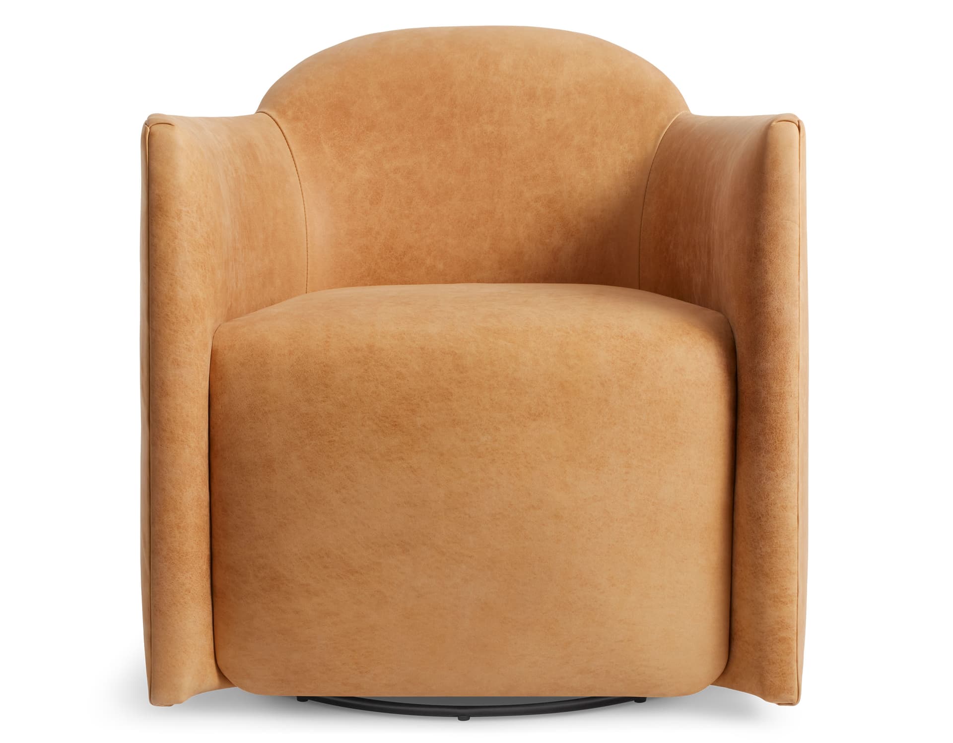 about face swivel lounge chair / camel leather