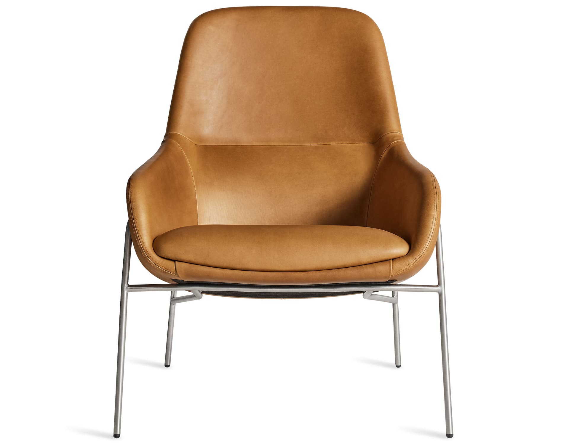 acre lounge chair / butterscotch leather - stainless steel base