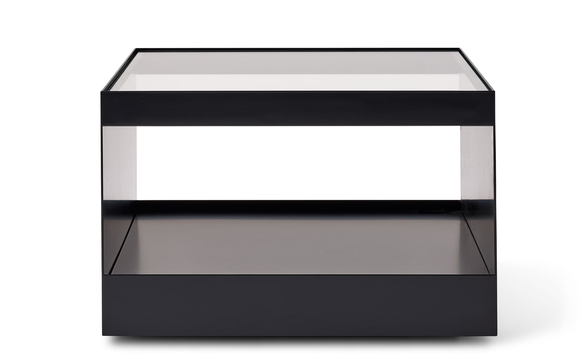 D'Urso Occasional Table / 22" square, 14.5" height - clear glass / ultra black base