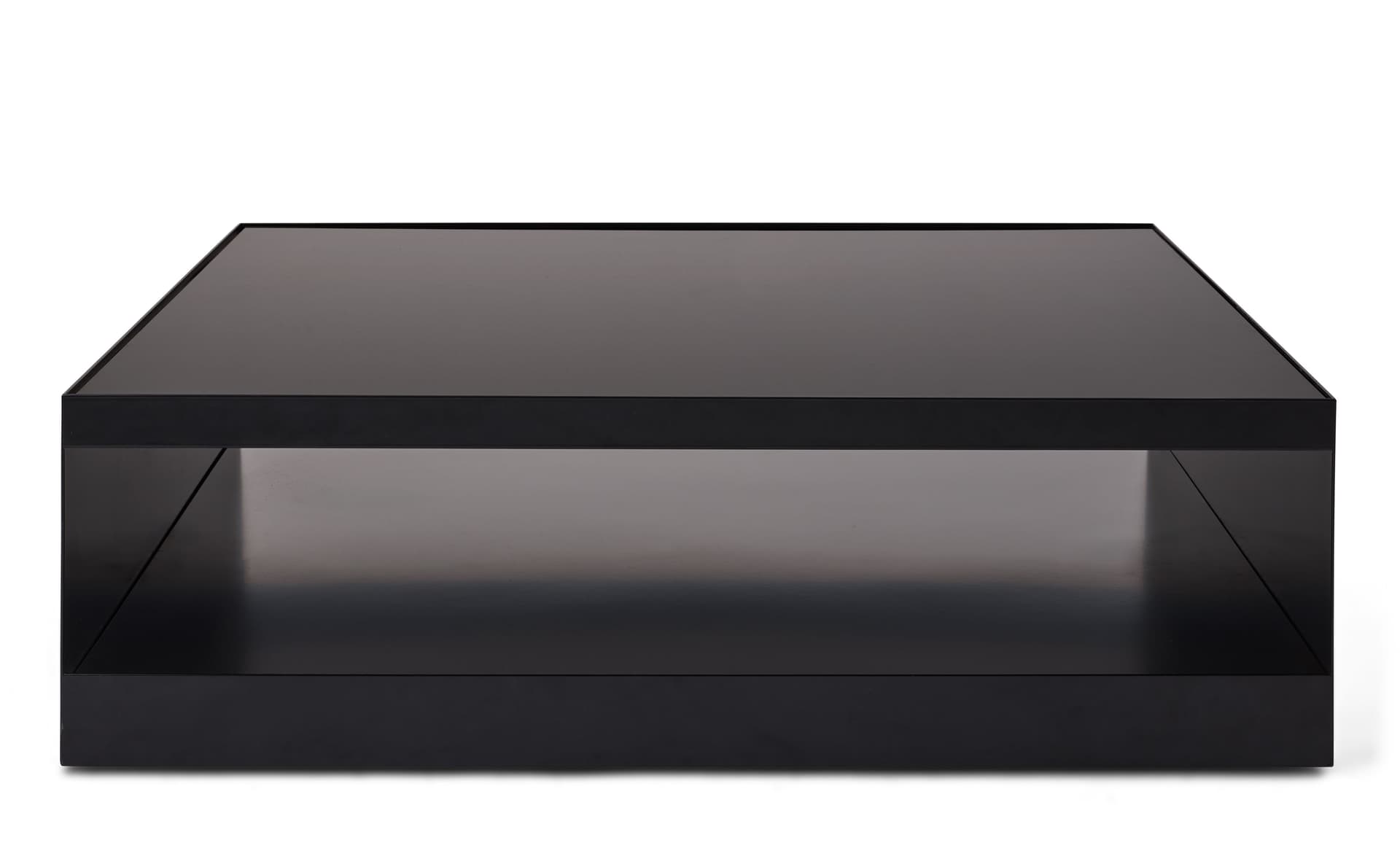 D'Urso Occasional Table / 48" square, 14.5" height - black painted glass / ultra black base