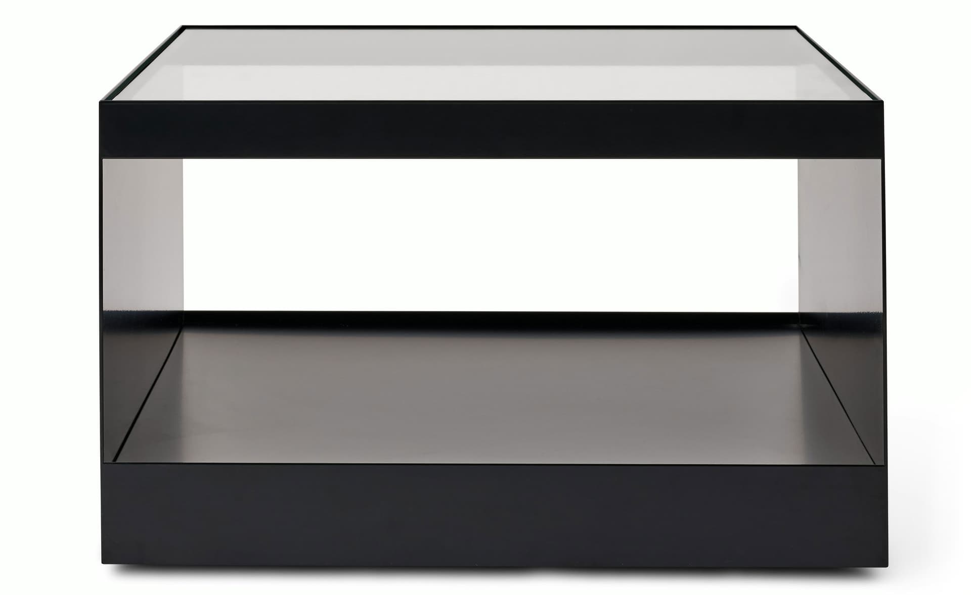 D'Urso Occasional Table / 27" square, 16" height - clear glass / ultra black base