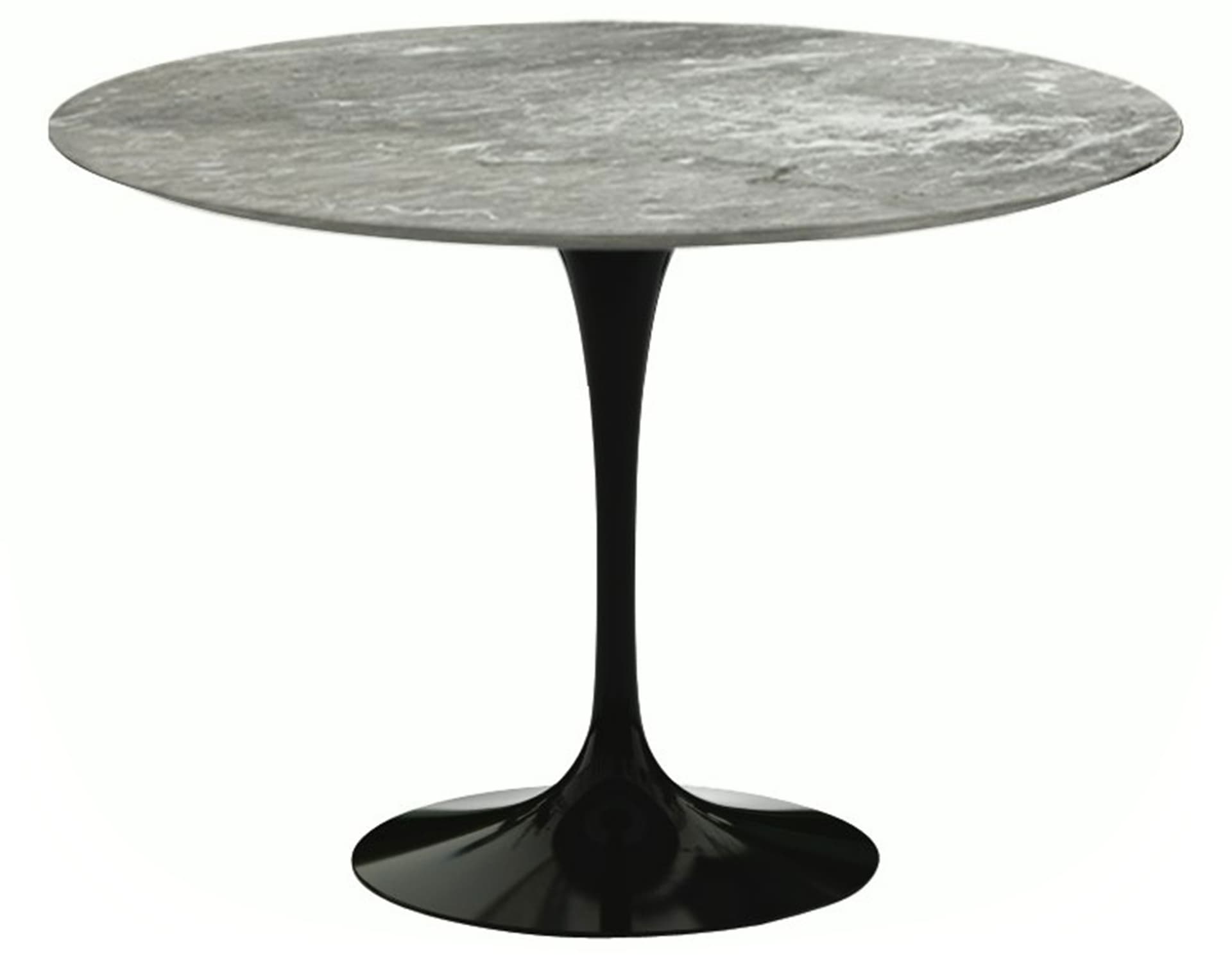 saarinen dining table - 42" round / high gloss - black / polished marble - grey