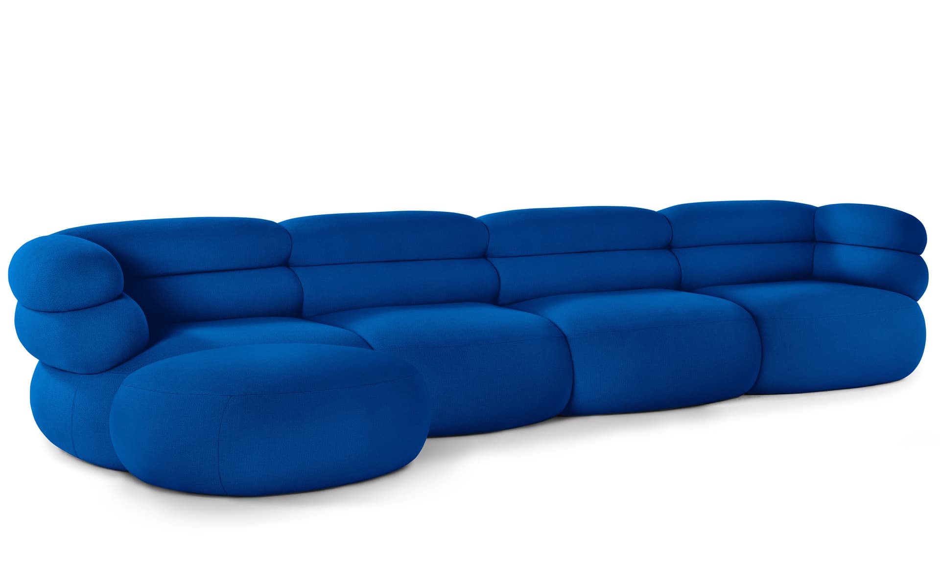 Biboni Sofa Four Seater with Chaise / chaise on right, when seated / stretch appeal - cobalt (K21887)