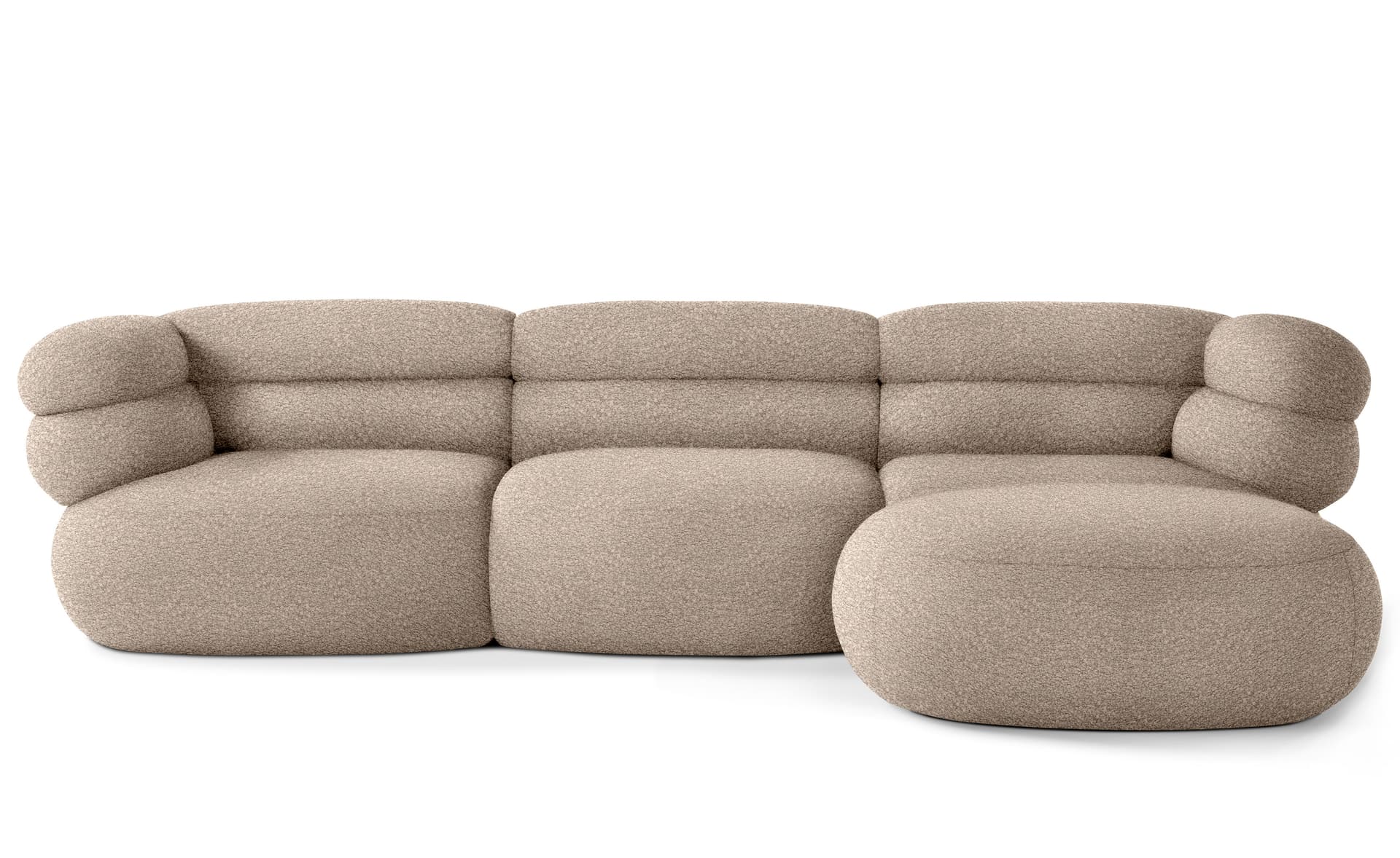 Biboni Sofa Three Seater with Chaise / chaise on left, when seated / solid sublime - greige