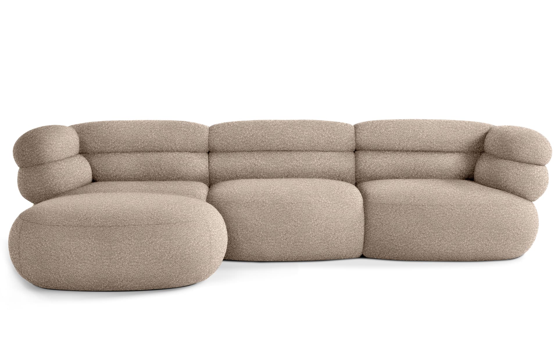 Biboni Sofa Three Seater with Chaise / chaise on right, when seated / solid sublime - greige