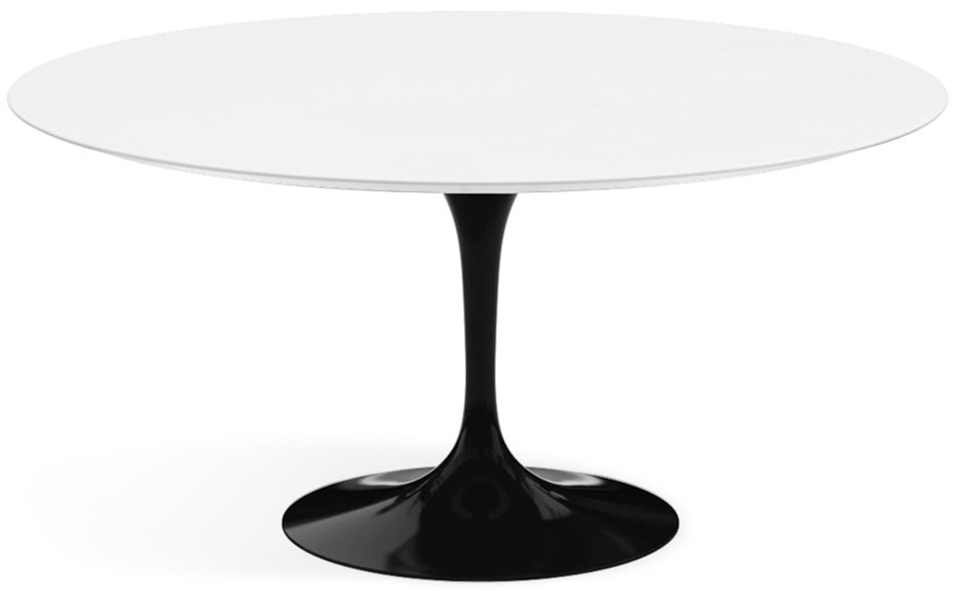 saarinen dining table - 60" round / high gloss - black / laminate - white