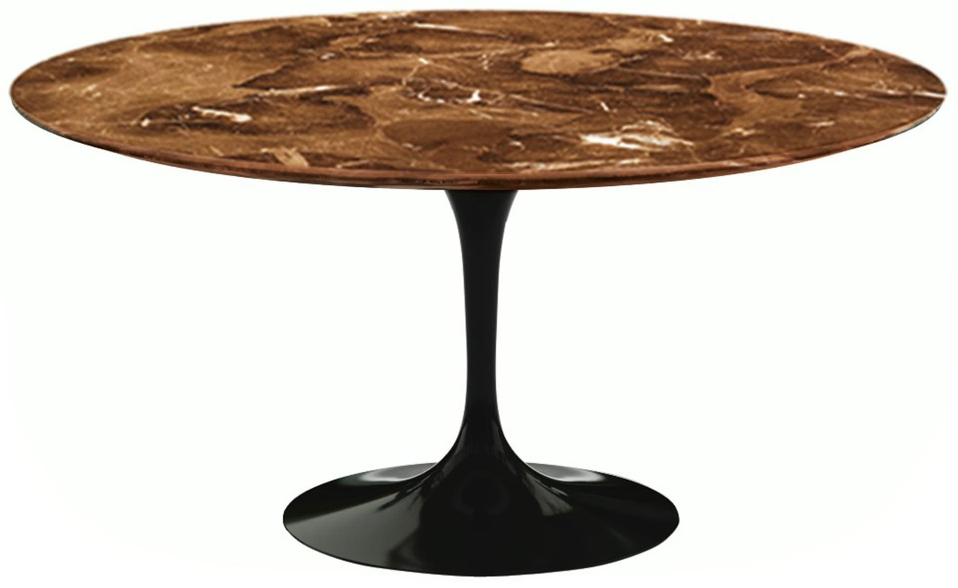 saarinen dining table - 60" round / high gloss - black / polished marble - espresso