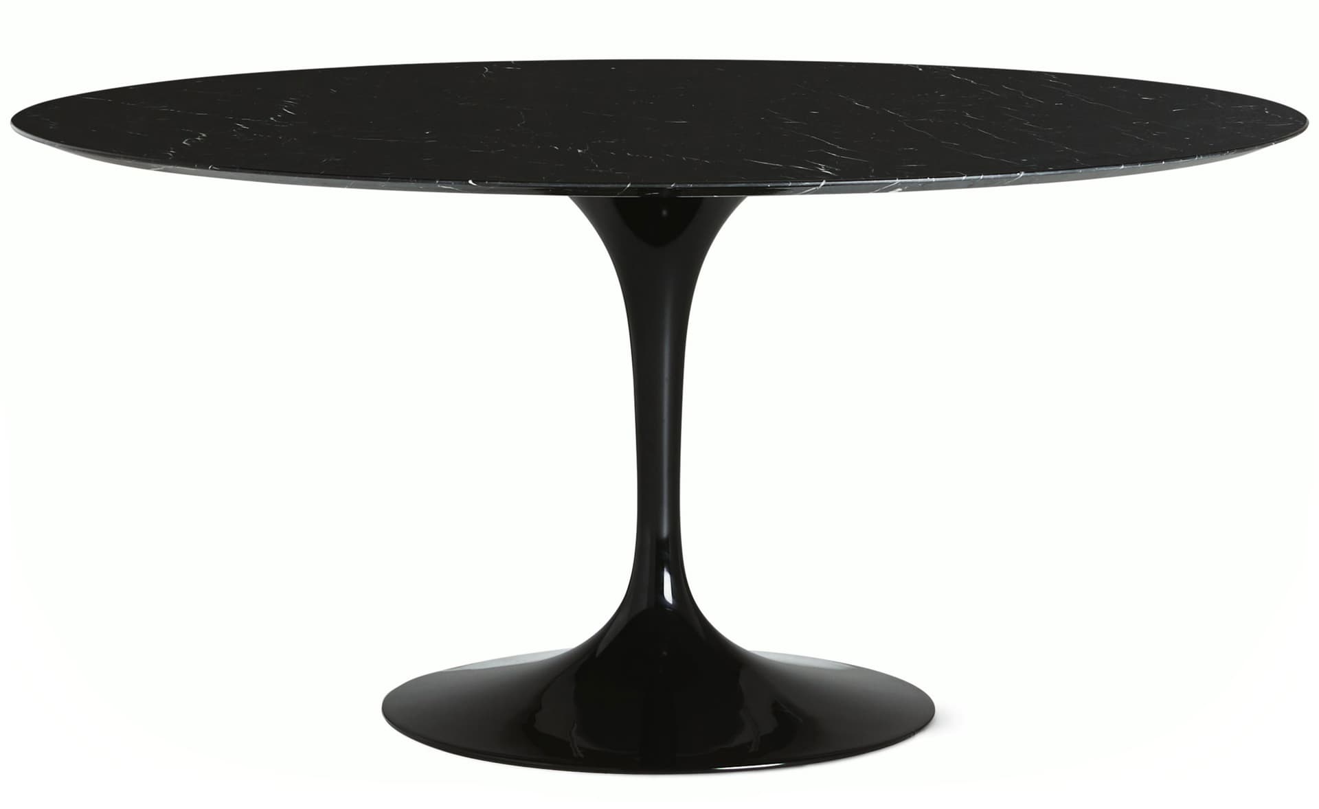 saarinen dining table - 60" round / high gloss - black / polished marble - nero marquina