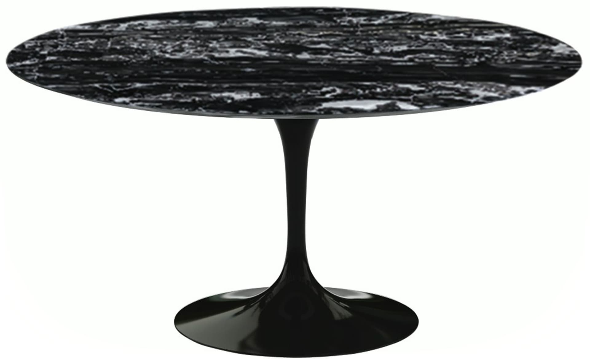 saarinen dining table - 60" round / high gloss - black / polished marble - portoro