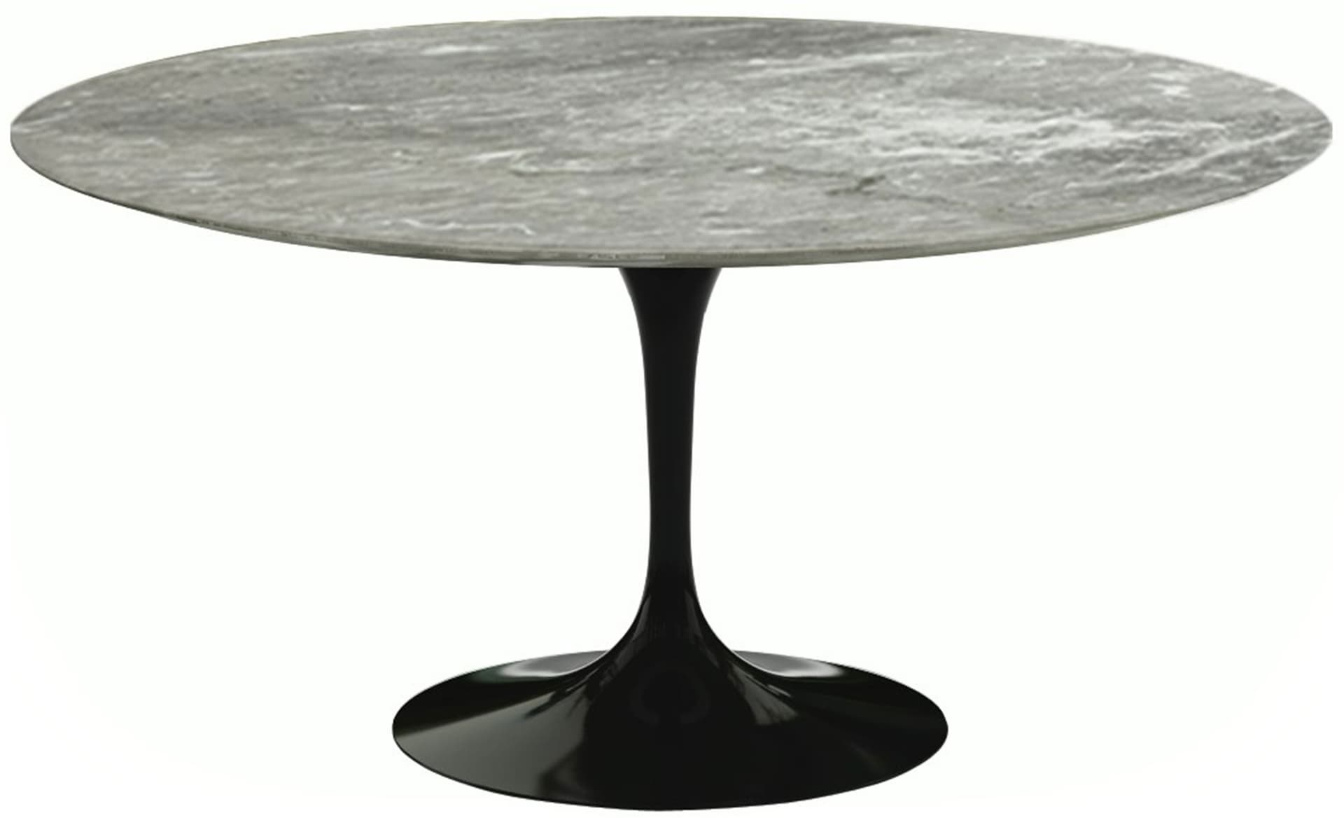 saarinen dining table - 60" round / high gloss - black / satin marble - grey