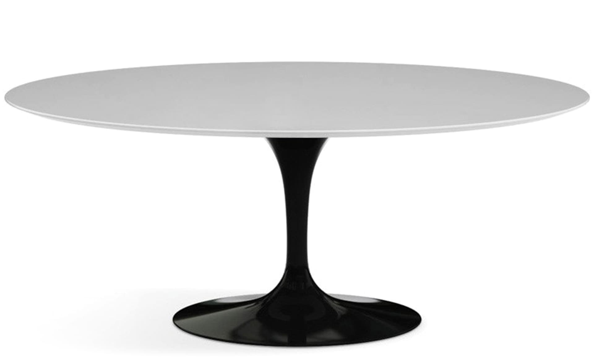 saarinen dining table - 72" oval / high gloss - black / laminate - white