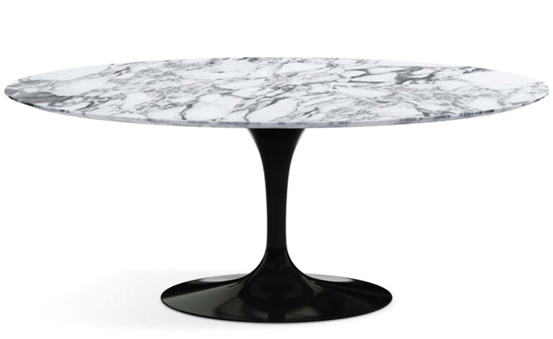saarinen dining table - 72" oval / high gloss - black / polished marble - arabescato