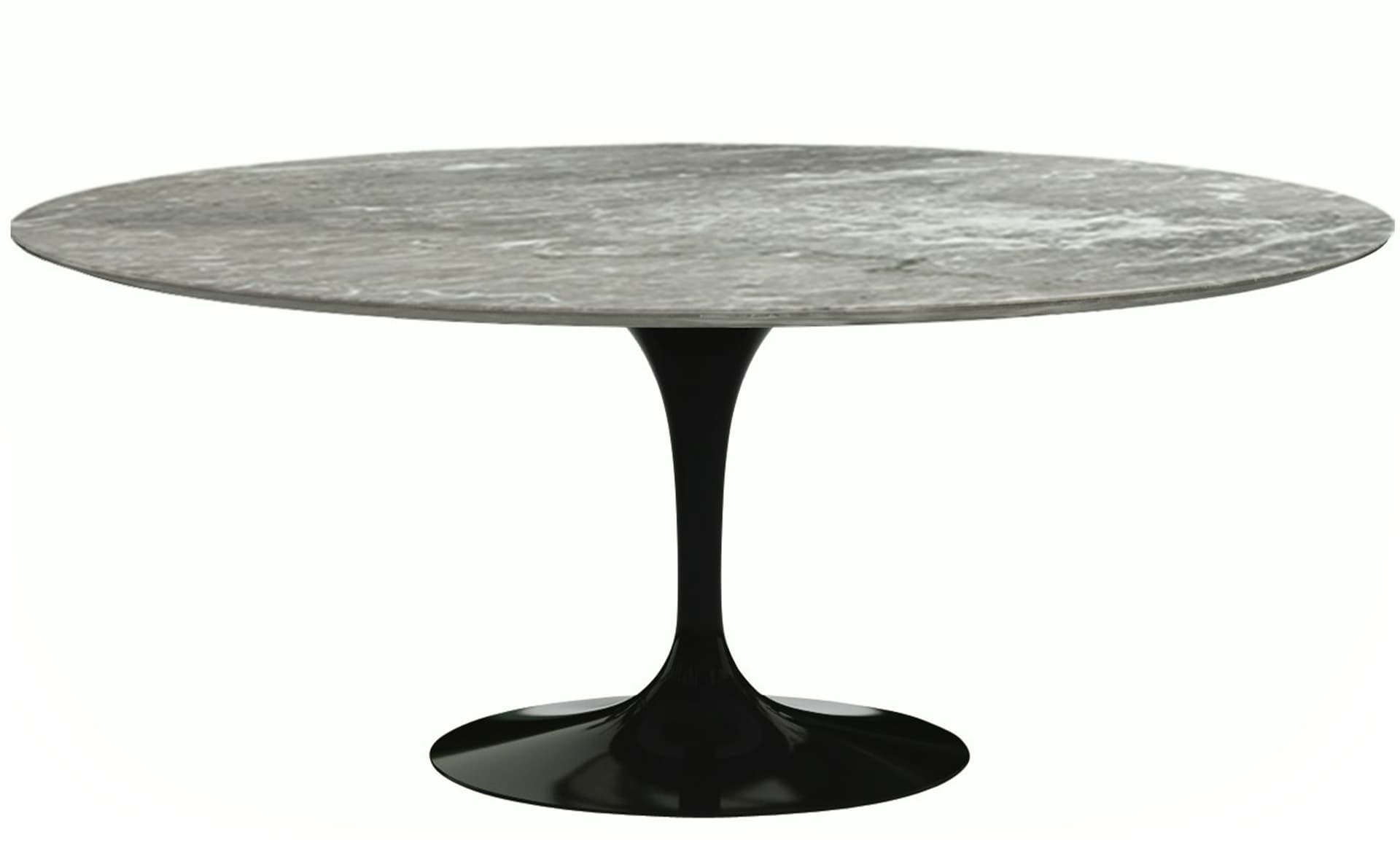 saarinen dining table - 72" oval / high gloss - black / polished marble - grey
