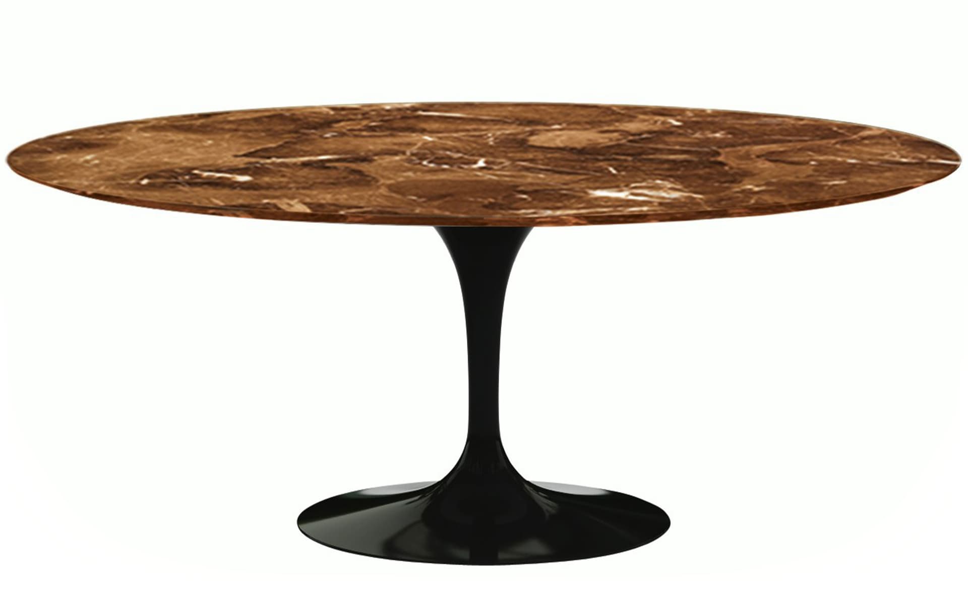 saarinen dining table - 72" oval / high gloss - black / polished marble - espresso