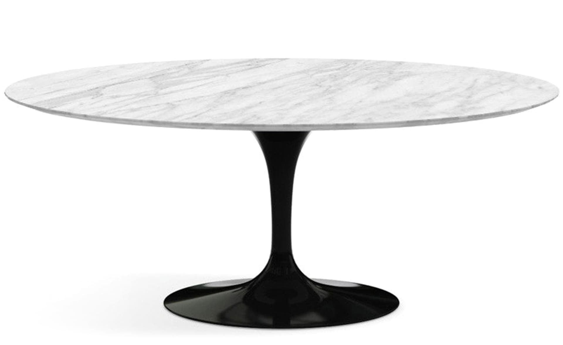 saarinen dining table - 72" oval / high gloss - black / polished marble - carrara