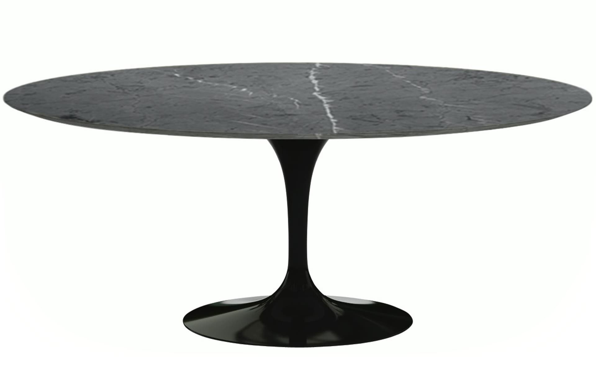 saarinen dining table - 72" oval / high gloss - black / polished marble - grigio marquina