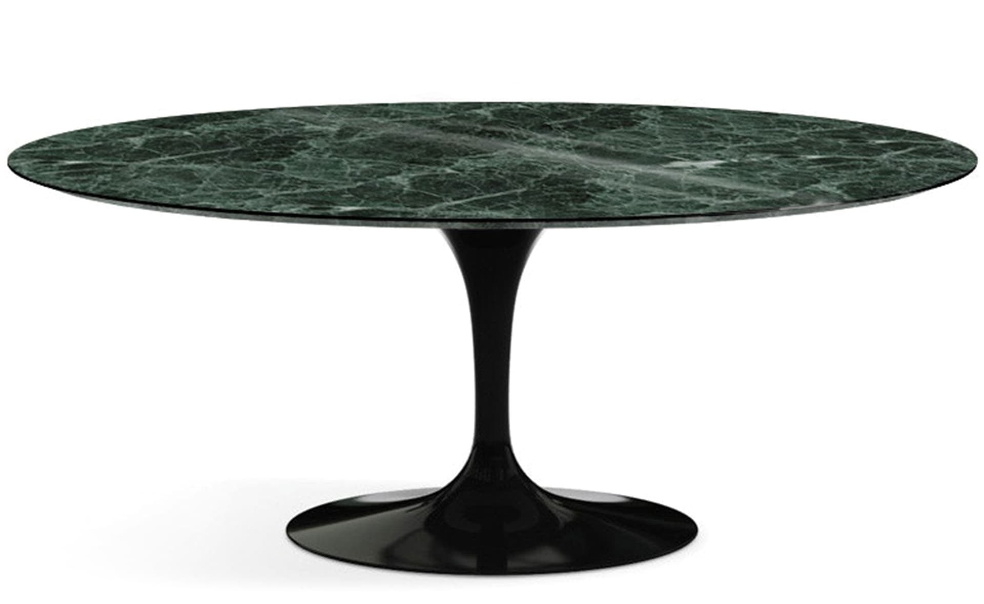 saarinen dining table - 72" oval / high gloss - black / polished marble - verde alpi