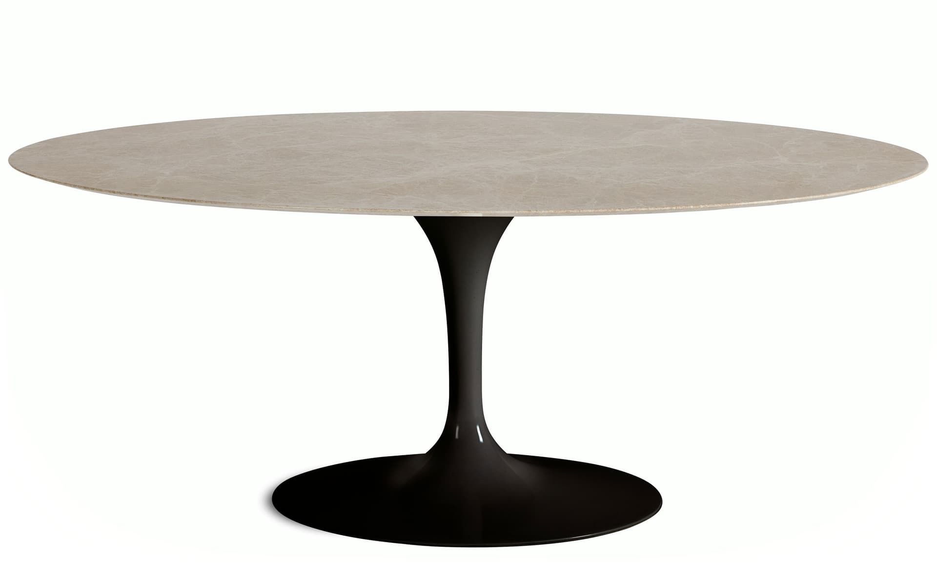 saarinen dining table - 72" oval / high gloss - black / polished marble - emperador light
