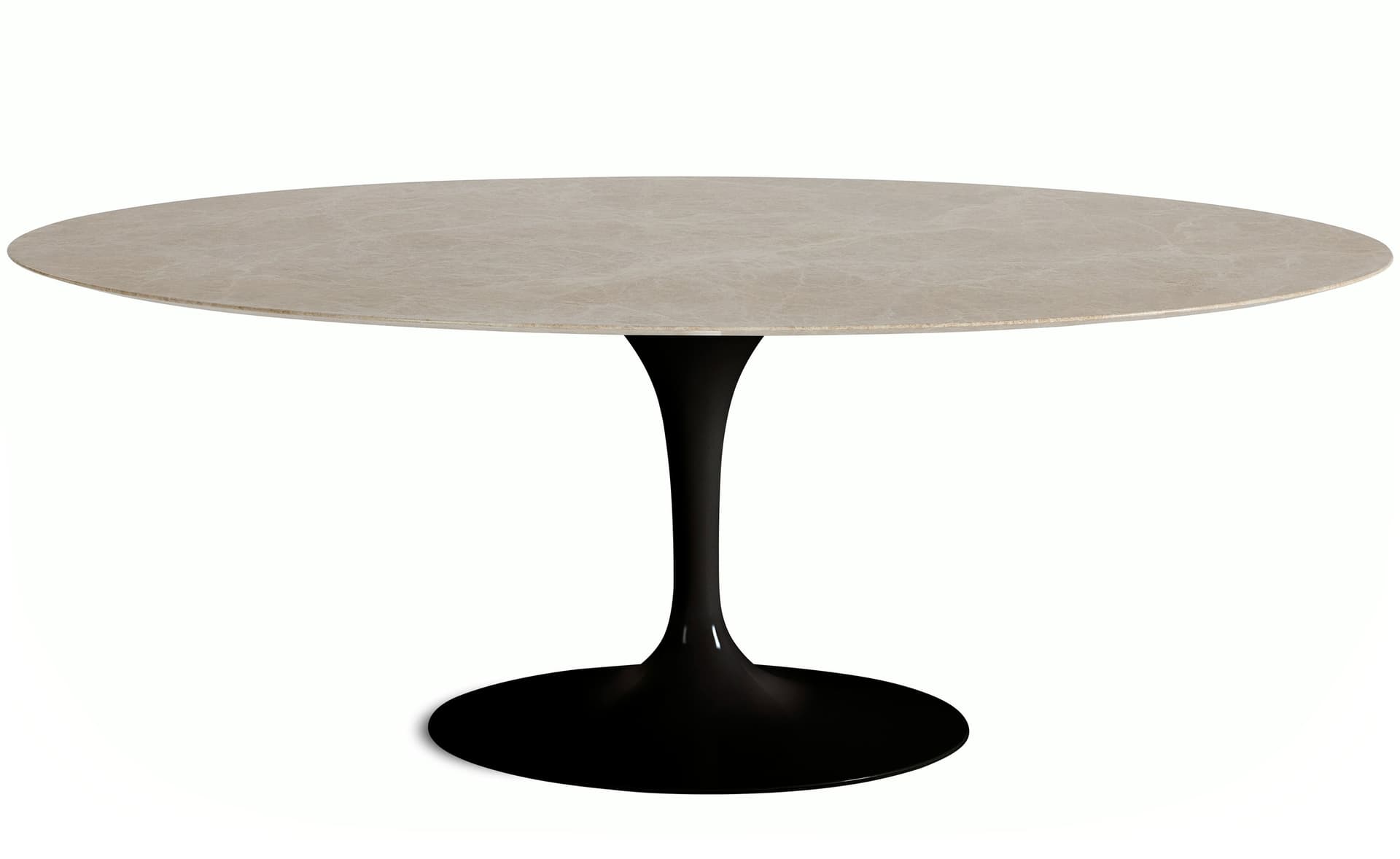 saarinen dining table - 78" oval / high gloss - black / polished marble - emperador light