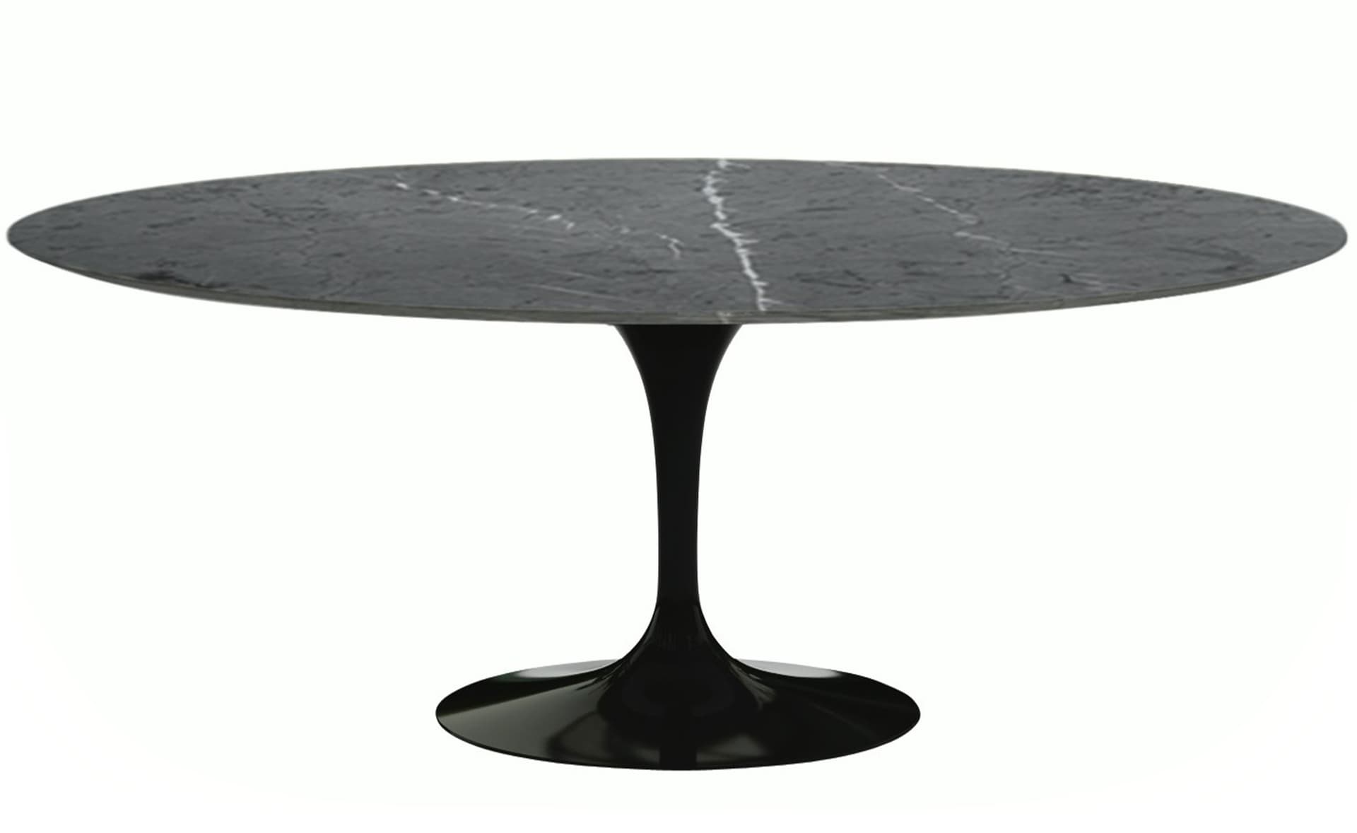 saarinen dining table - 78" oval / high gloss - black / polished marble - grigio marquina