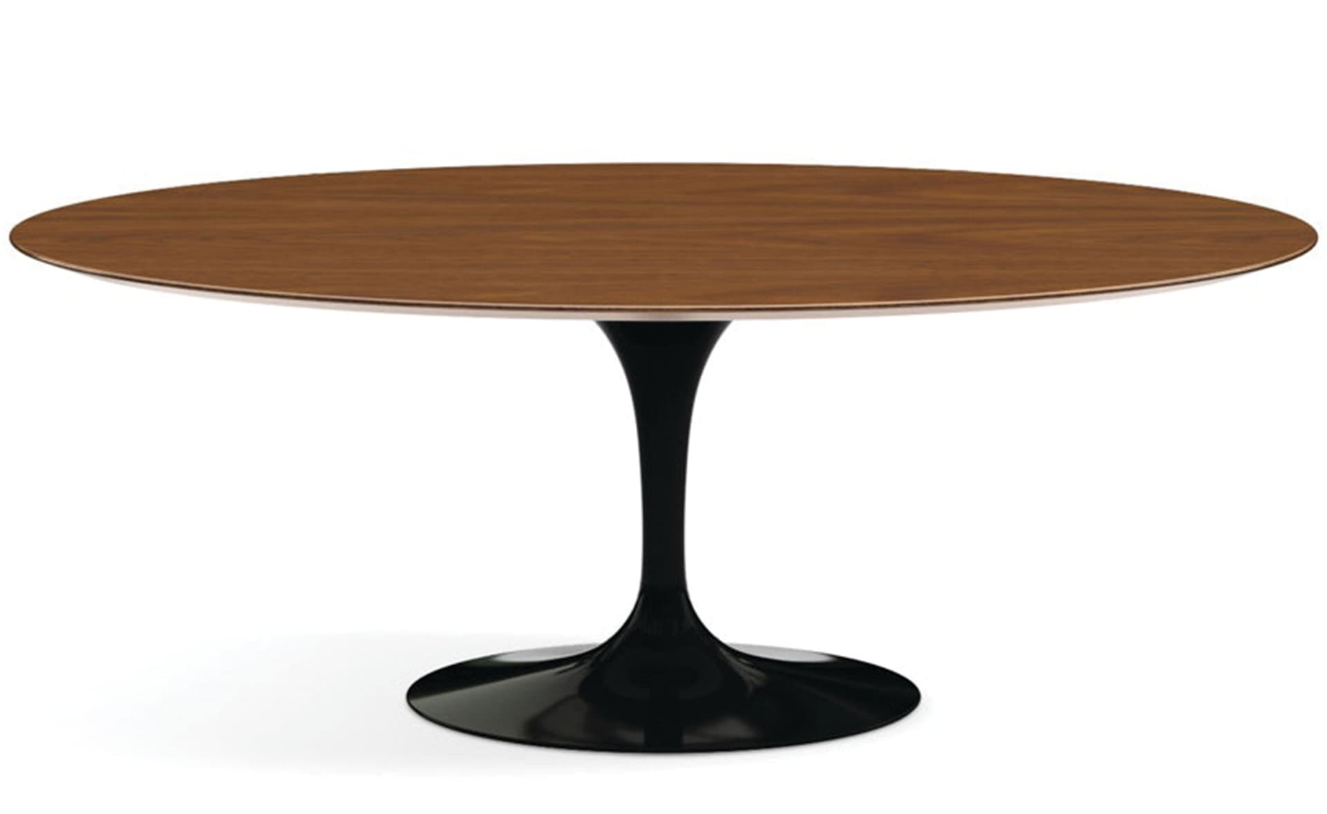 saarinen dining table - 78" oval / high gloss - black / veneer - light walnut