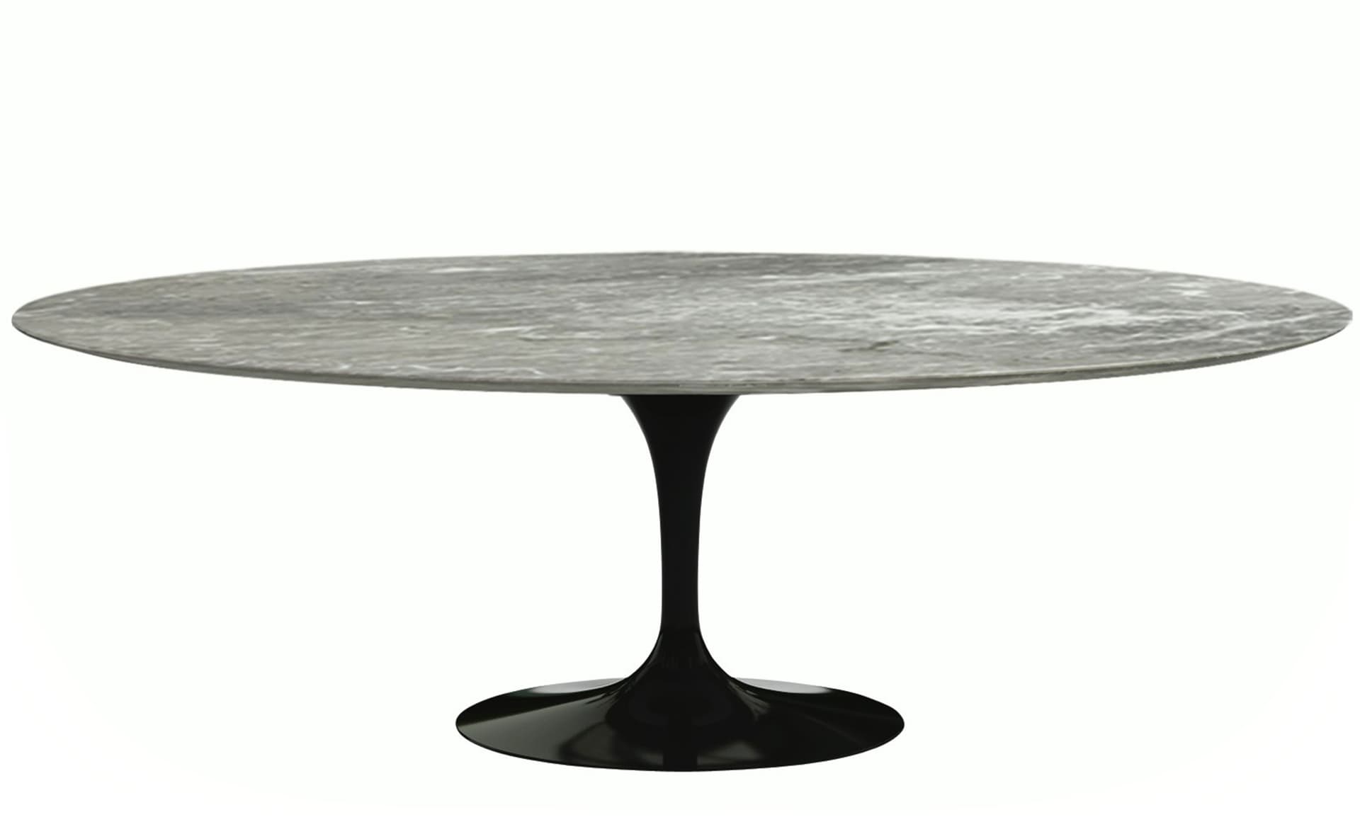 saarinen dining table - 84" oval / high gloss - black / polished marble - grey