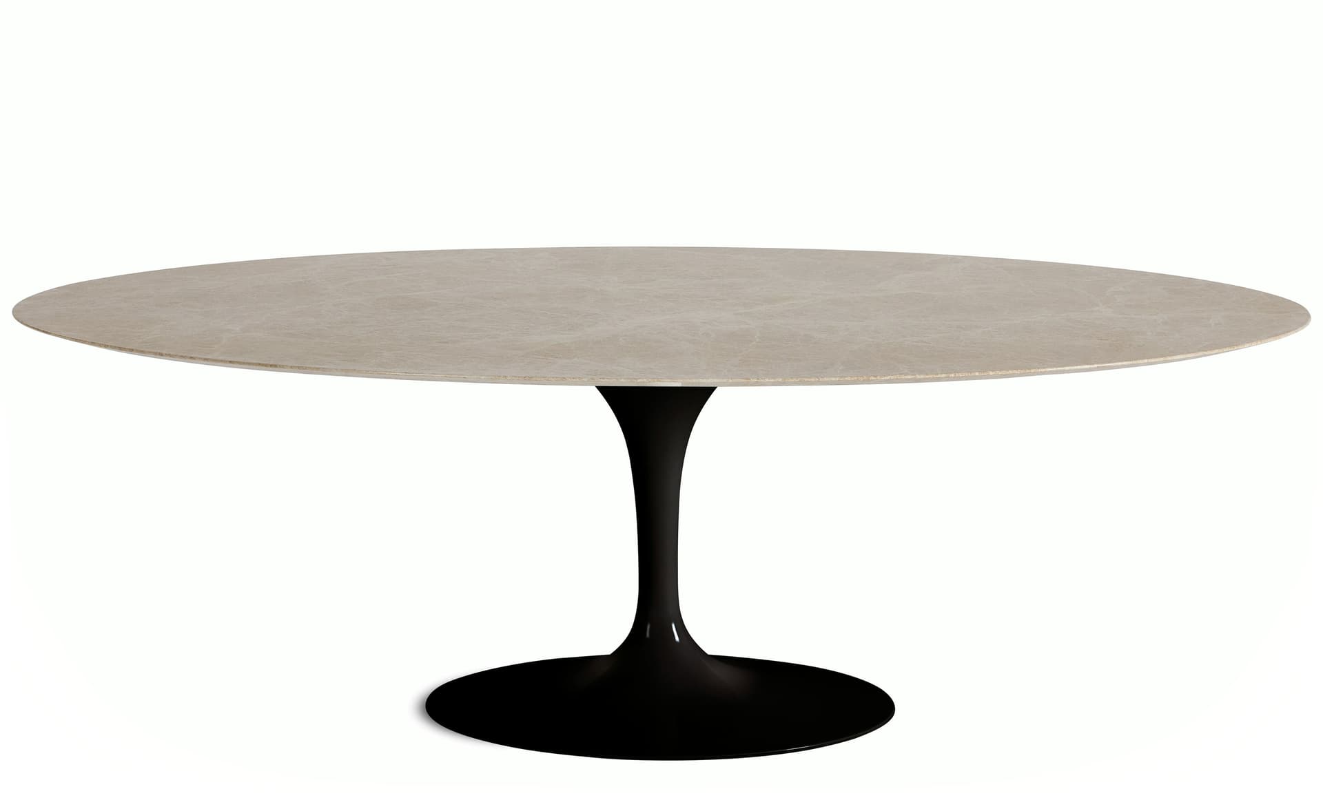saarinen dining table - 84" oval / high gloss - black / polished marble - emperador light