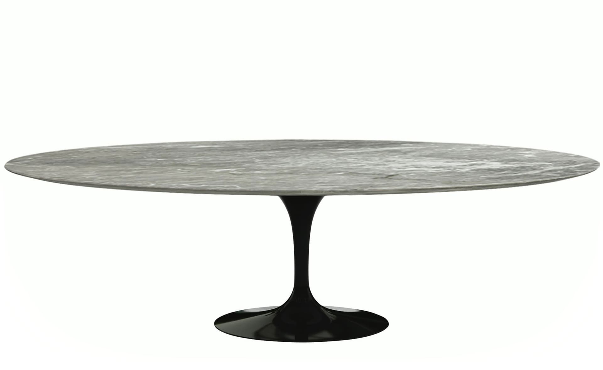 saarinen dining table - 96" oval / high gloss - black / polished marble - grey
