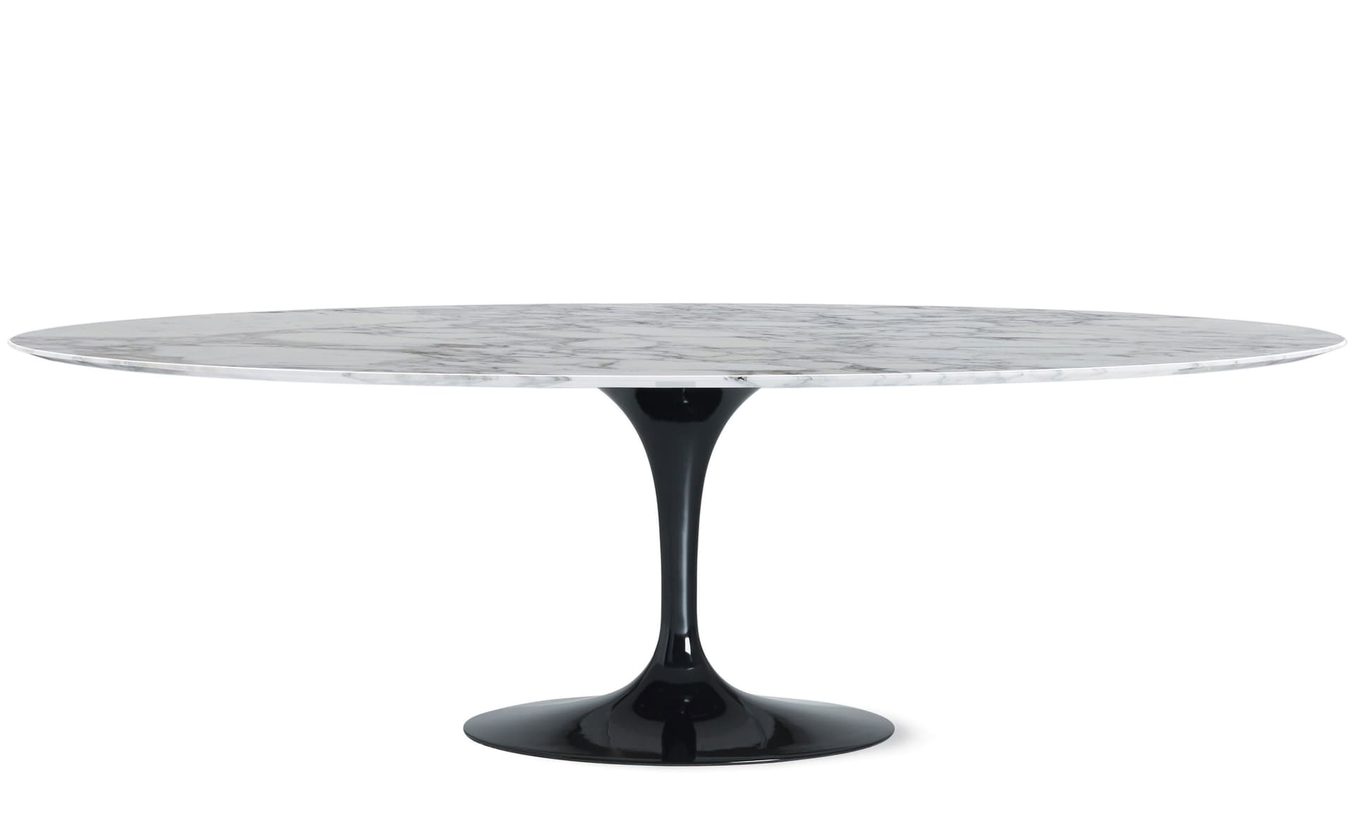 saarinen dining table - 96" oval / high gloss - black / polished marble - arabescato