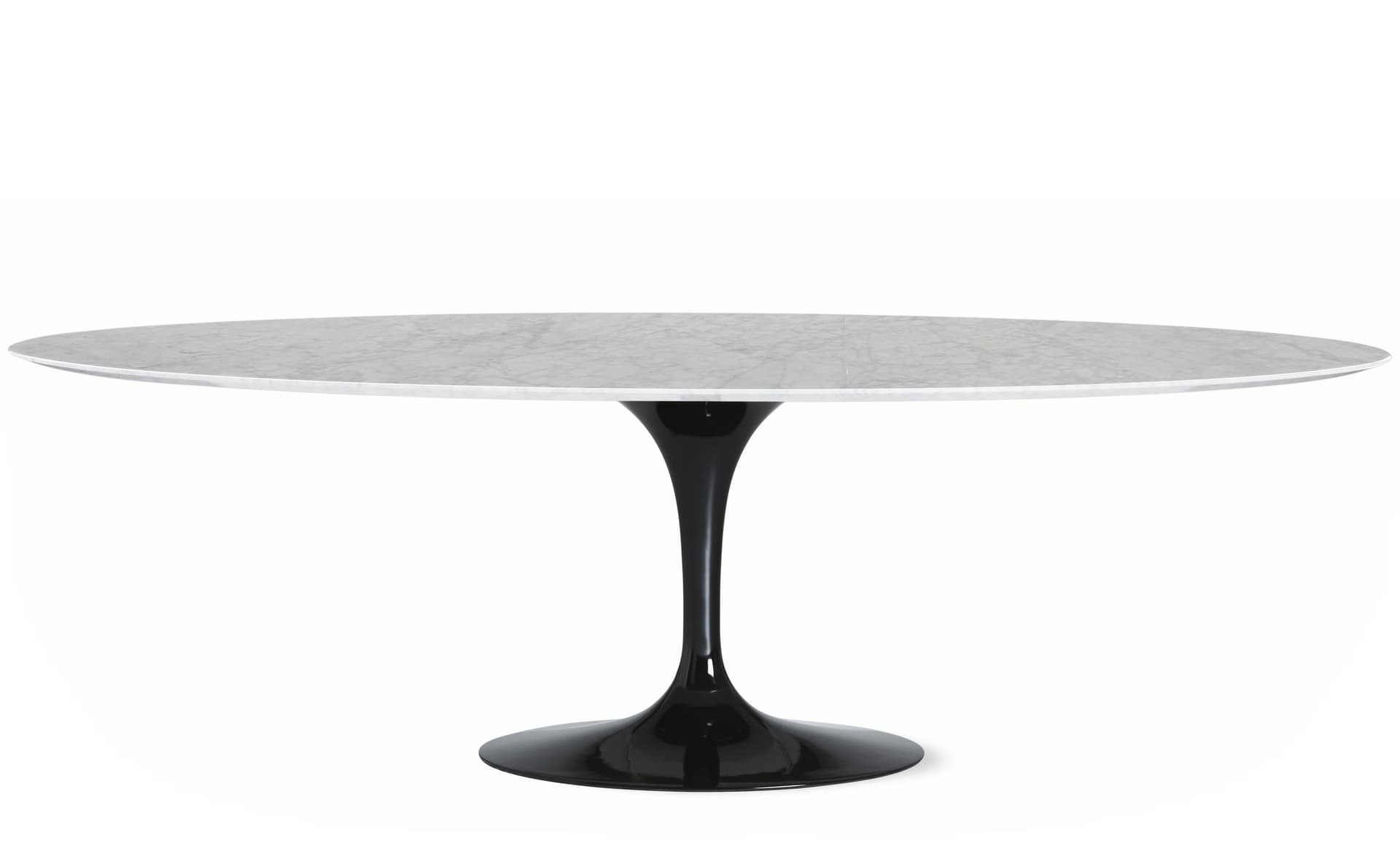 saarinen dining table - 96" oval / high gloss - black / polished marble - carrara