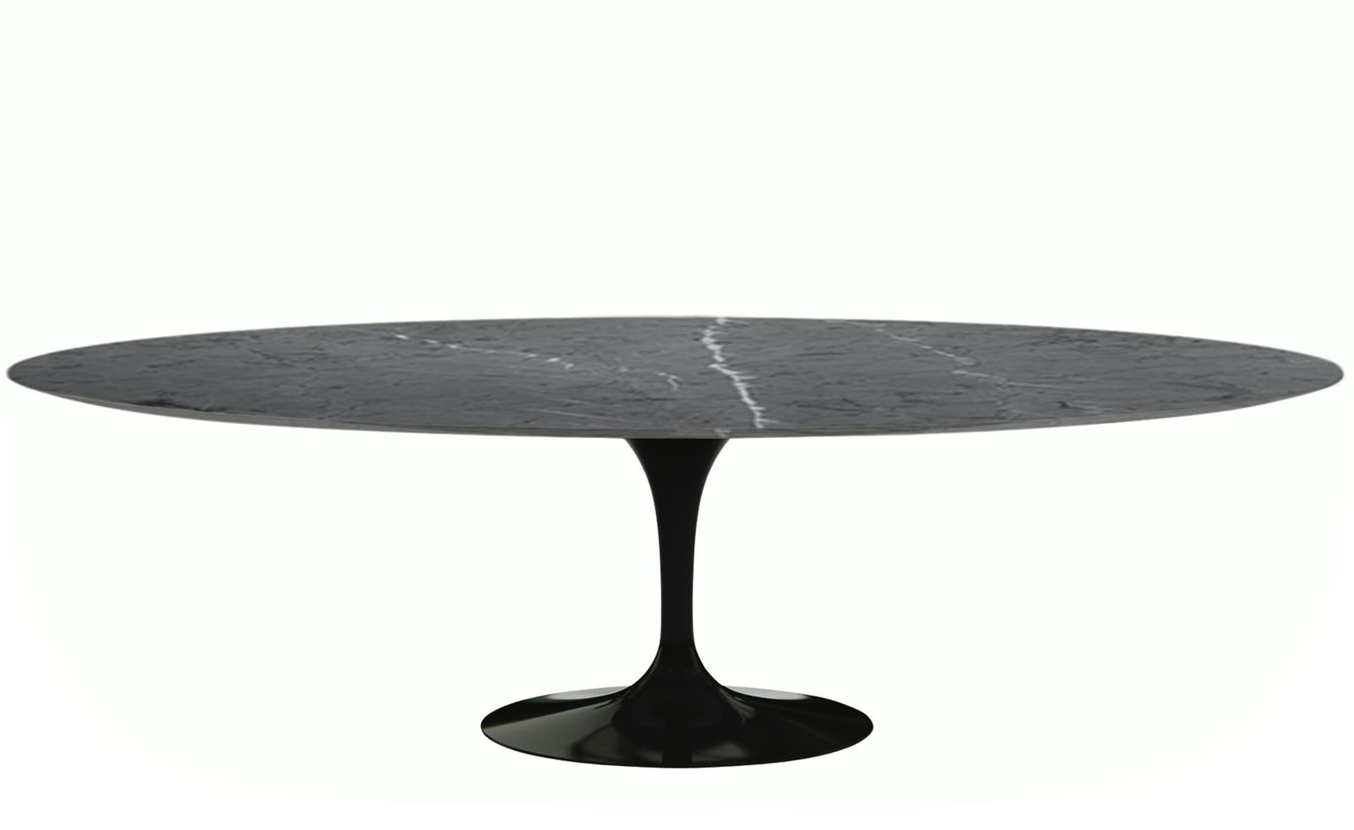 saarinen dining table - 96" oval / high gloss - black / polished marble - grigio marquina
