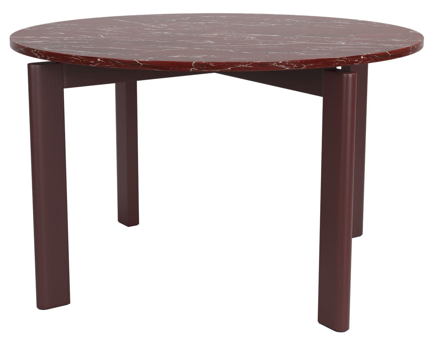 After Series Dining Table / burgundy marble top / burgundy colored ash base