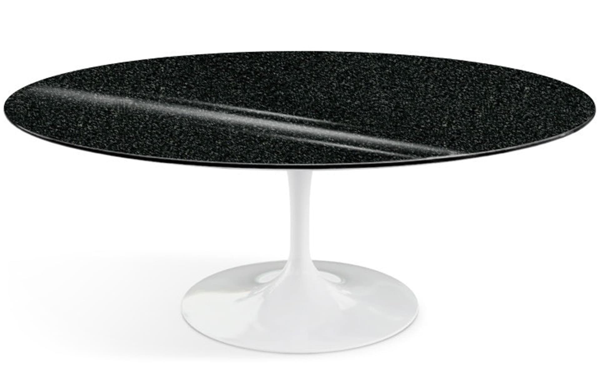saarinen coffee table - 42" oval / high gloss - white / granite - black andes