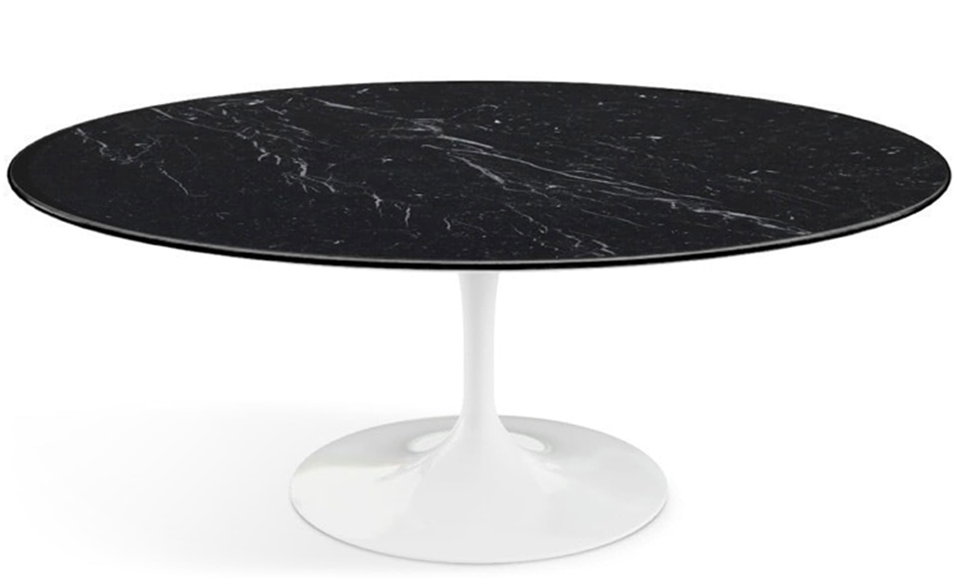 saarinen coffee table - 42" oval / high gloss - white / polished marble - nero marquina