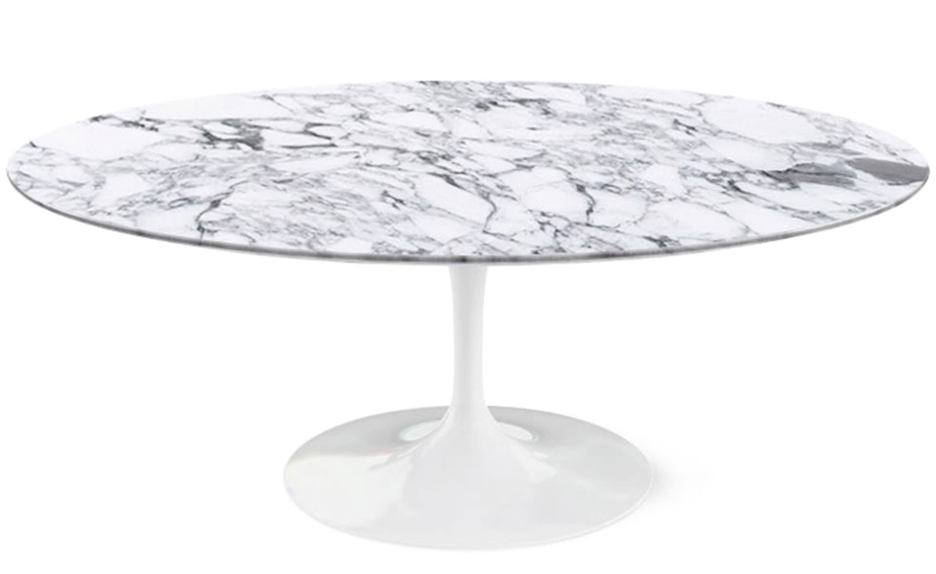 saarinen coffee table - 42" oval / high gloss - white / satin marble - arabescato