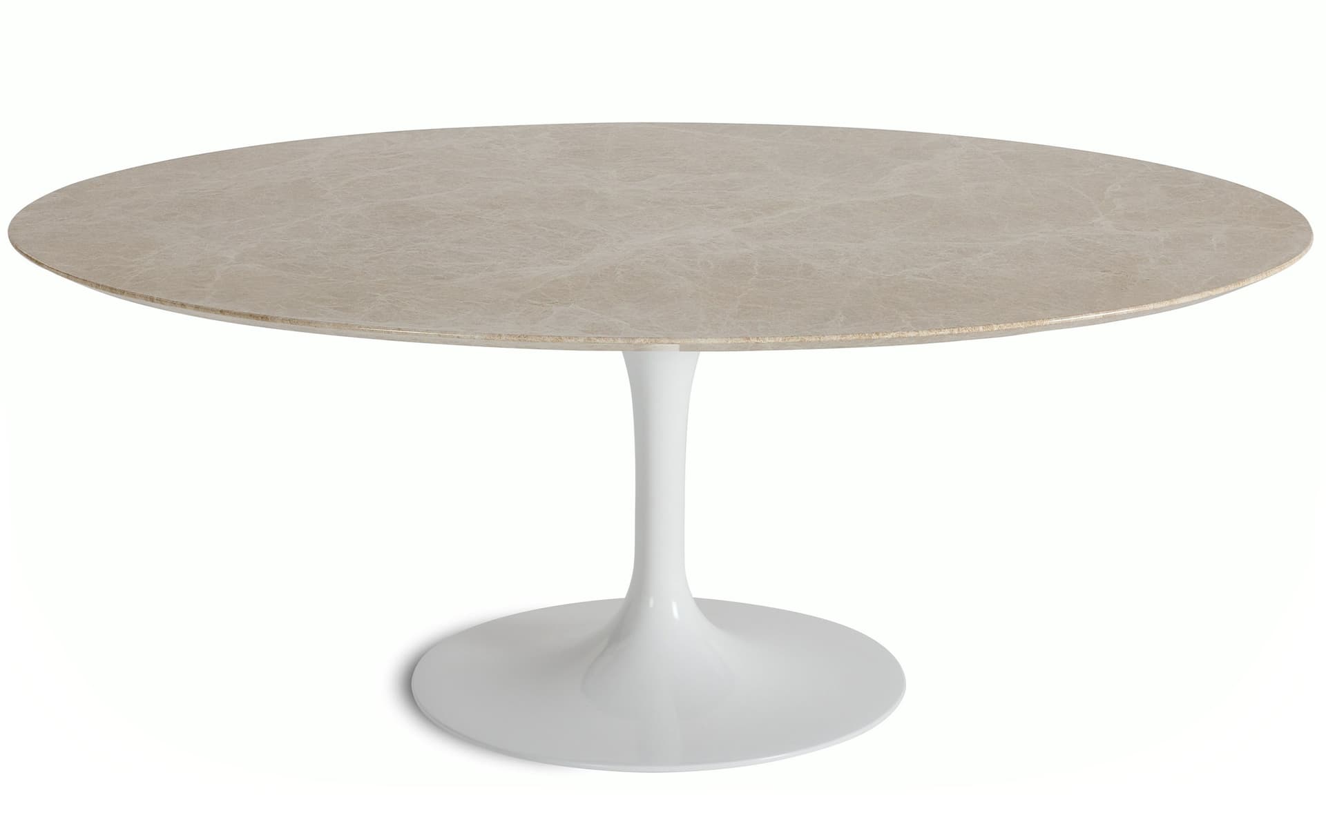 saarinen coffee table - 42" oval / high gloss - white / polished marble - emperador light