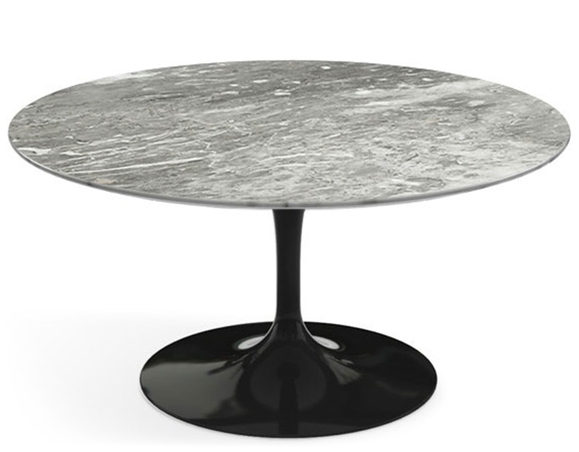 saarinen coffee table - 35" round / high gloss - black / polished marble - grey