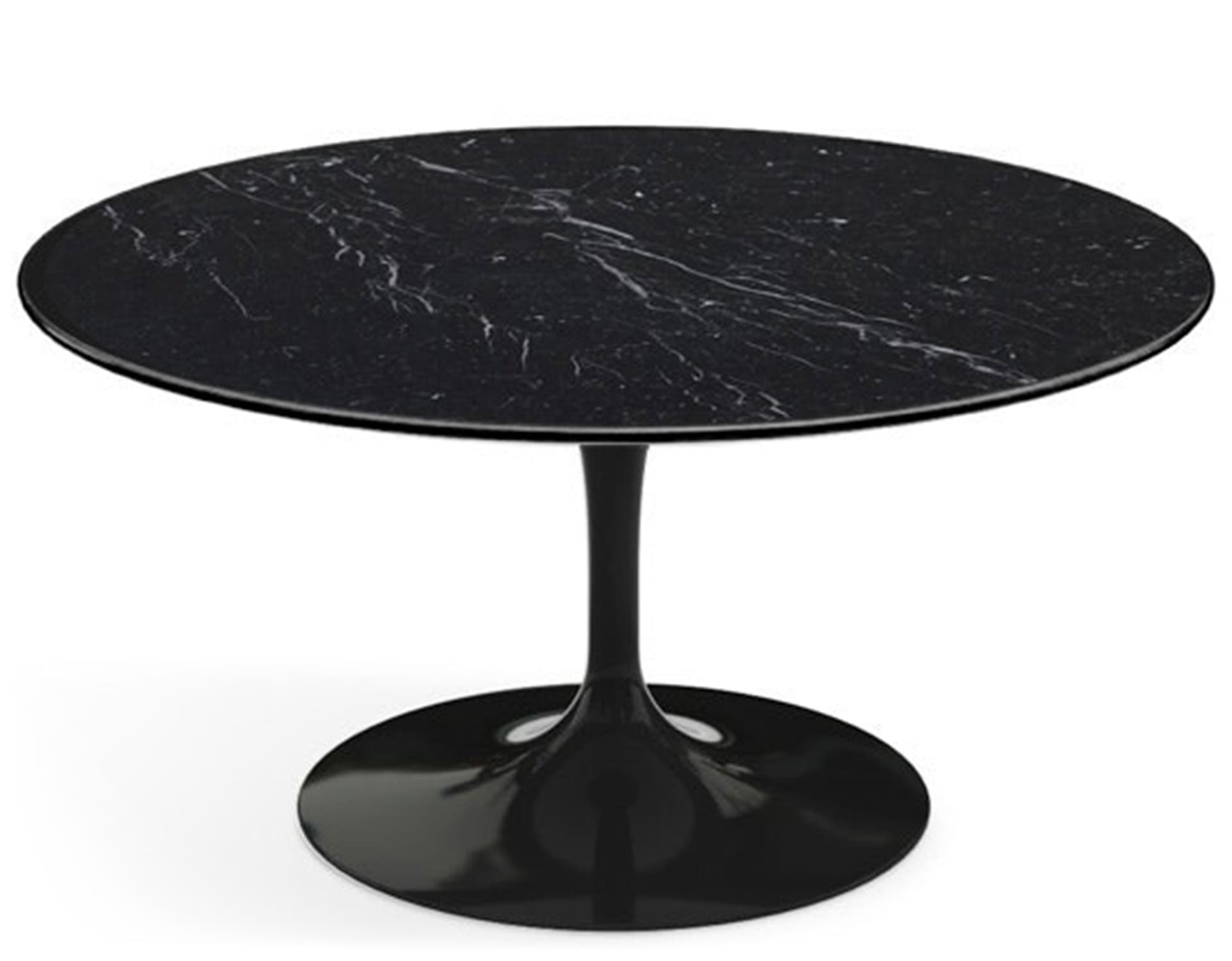 saarinen coffee table - 35" round / high gloss - black / polished marble - nero marquina