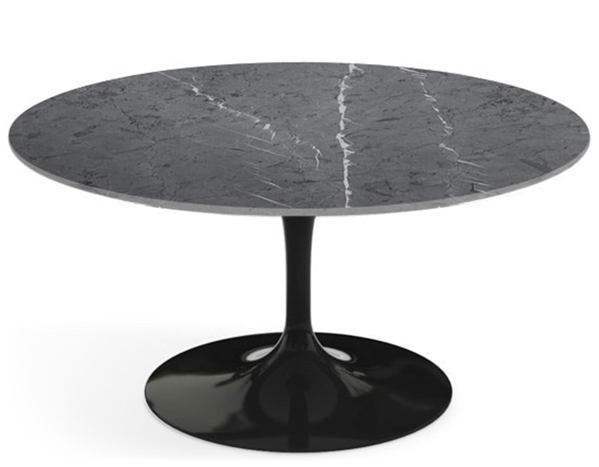 saarinen coffee table - 35" round / high gloss - black / polished marble - grigio marquina