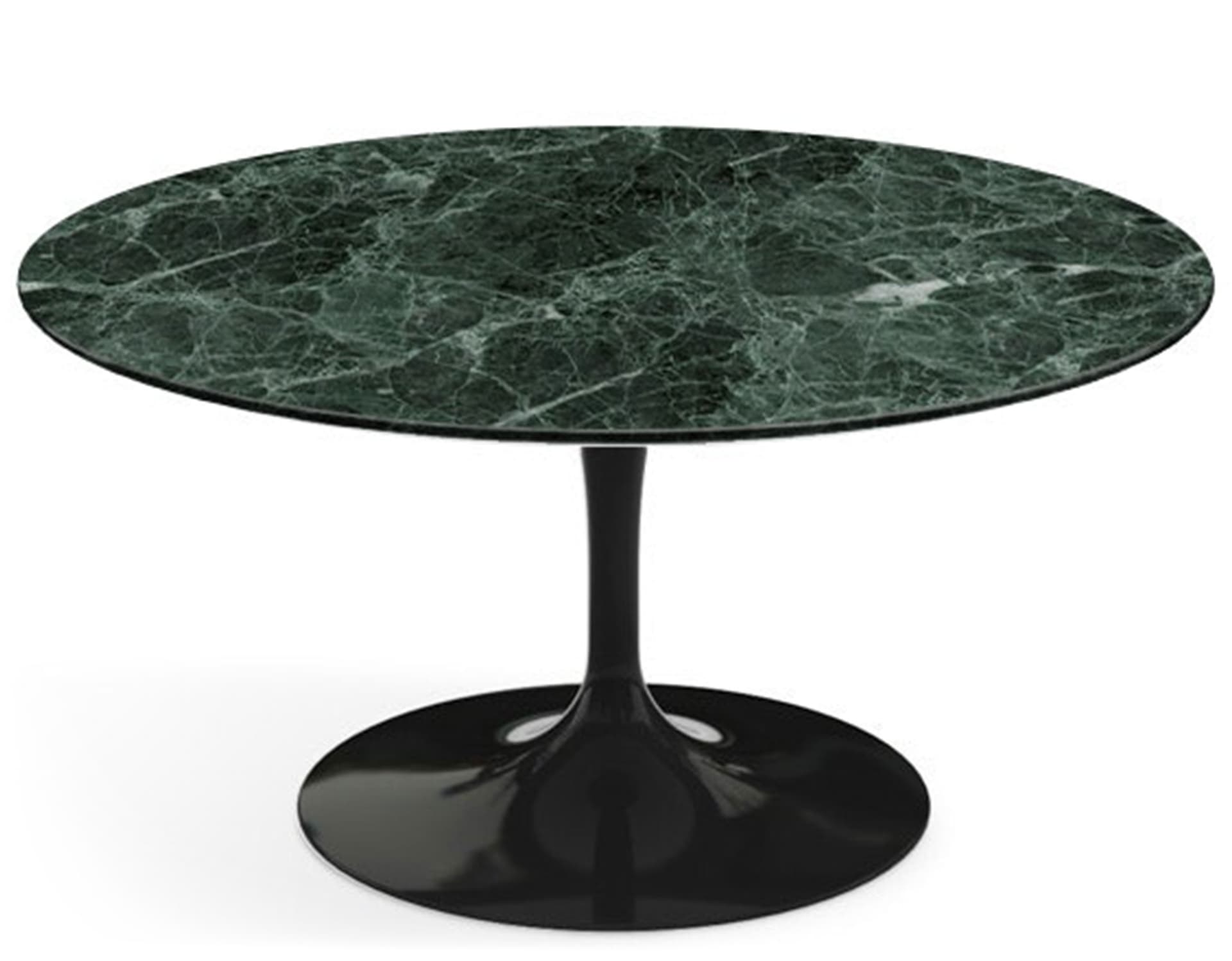saarinen coffee table - 35" round / high gloss - black / polished marble - verde alpi