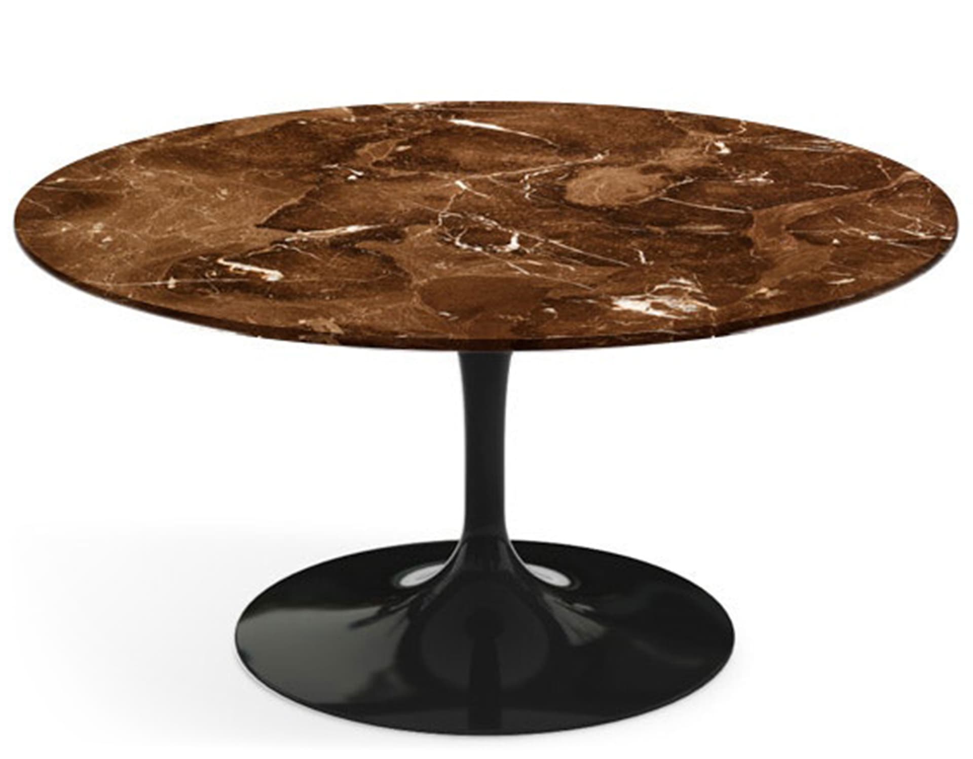 saarinen coffee table - 35" round / high gloss - black / satin marble - espresso
