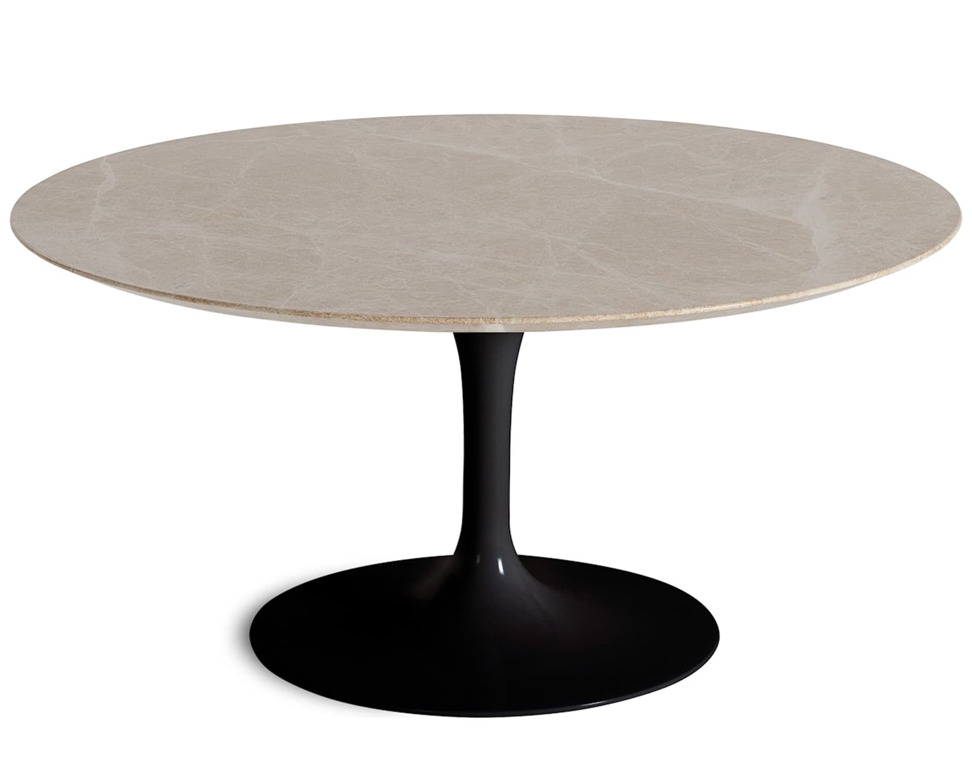 saarinen coffee table - 35" round / high gloss - black / polished marble - emperador light