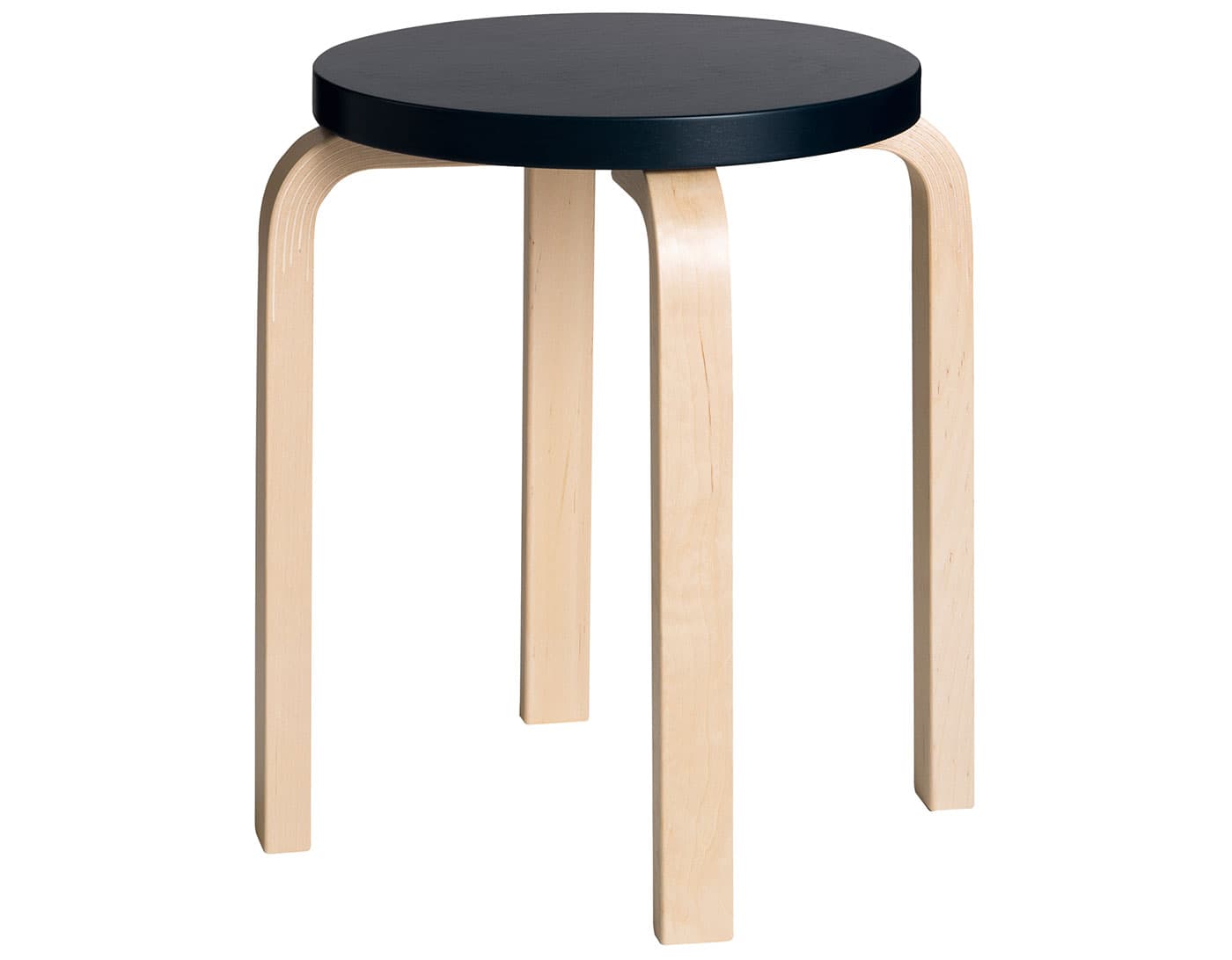 alvar aalto stool e60 / black lacquer top / natural birch legs