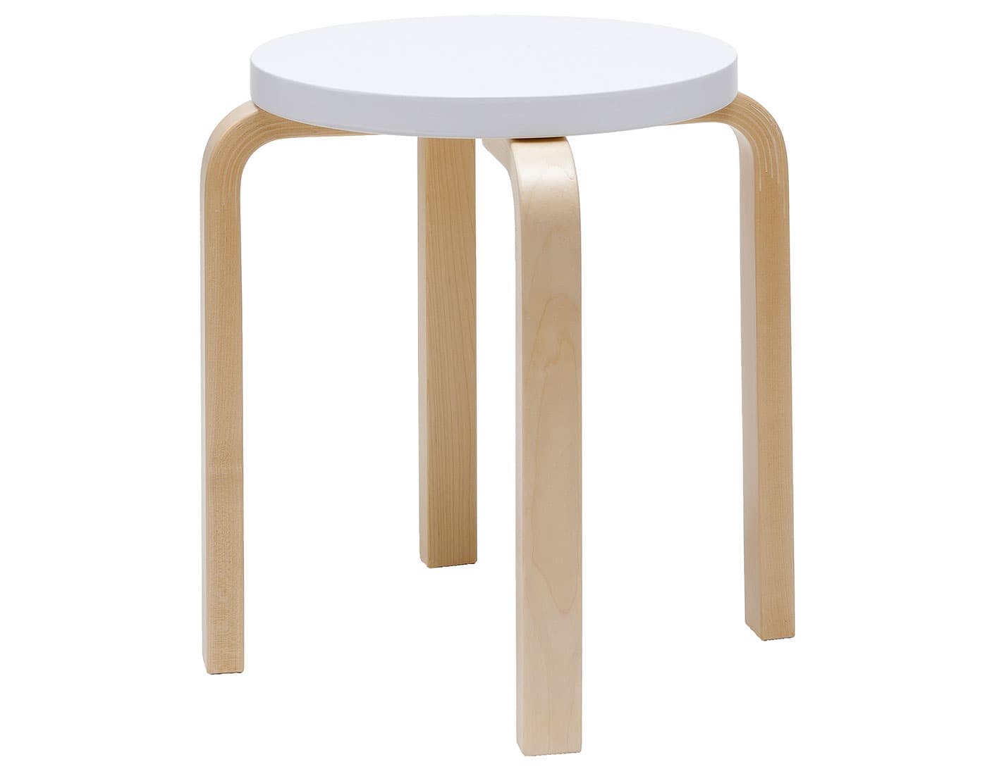 alvar aalto stool e60 / white lacquer top / natural birch legs