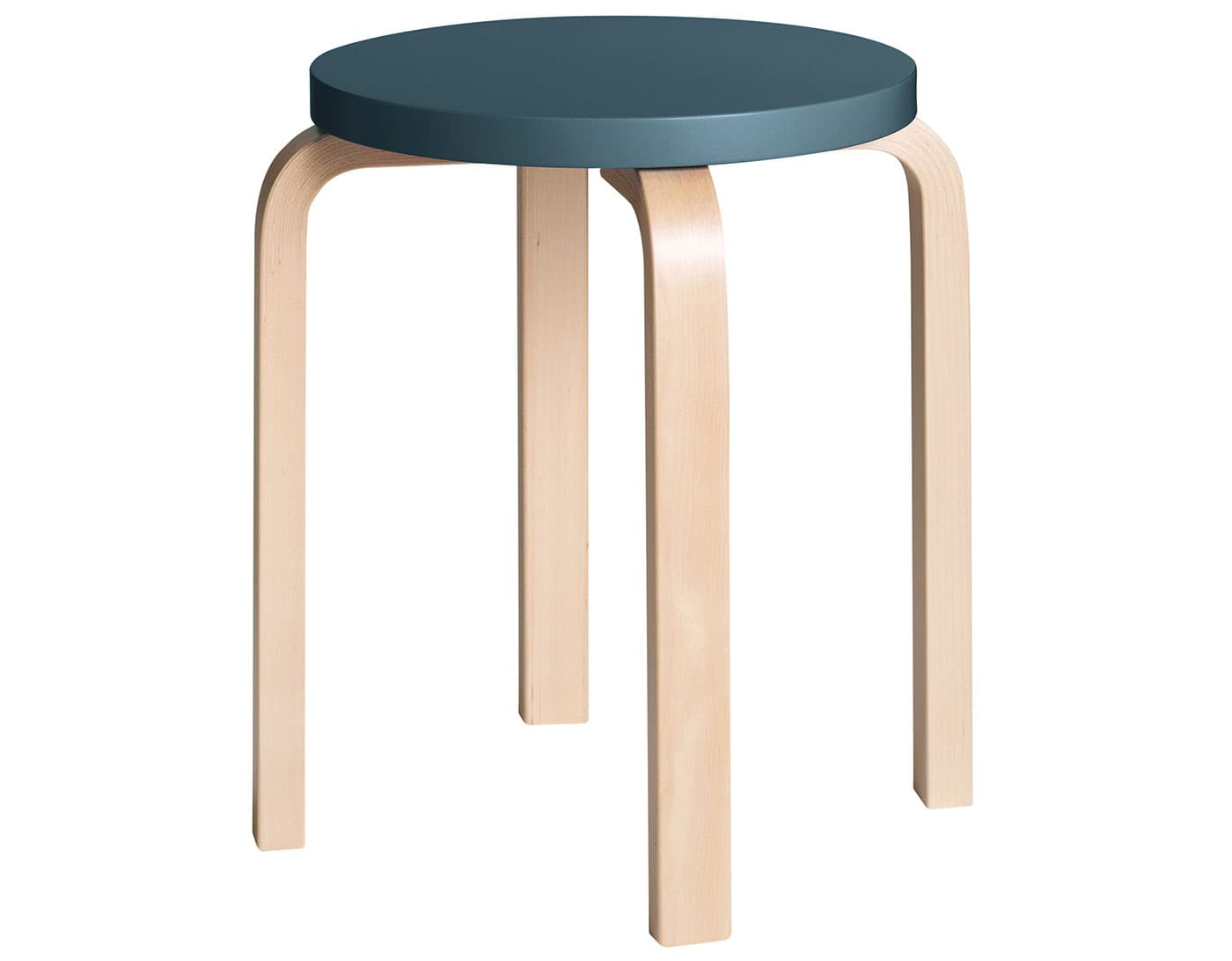 alvar aalto stool e60 / blue lacquer top / natural birch legs
