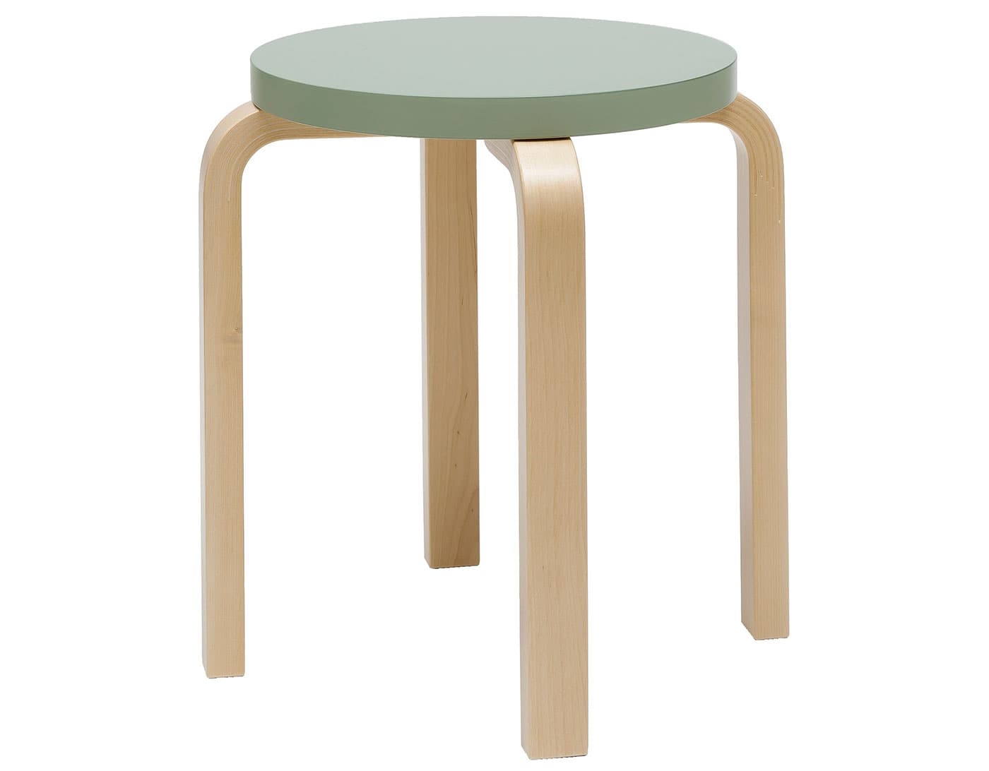alvar aalto stool e60 / green lacquer top / natural birch legs