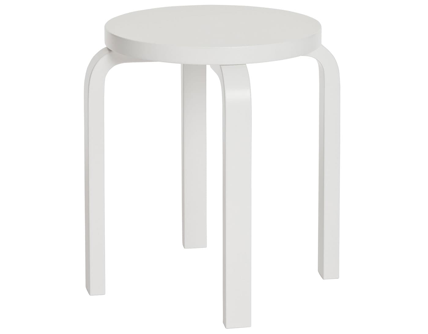 alvar aalto stool e60 / white lacquer top with matching legs