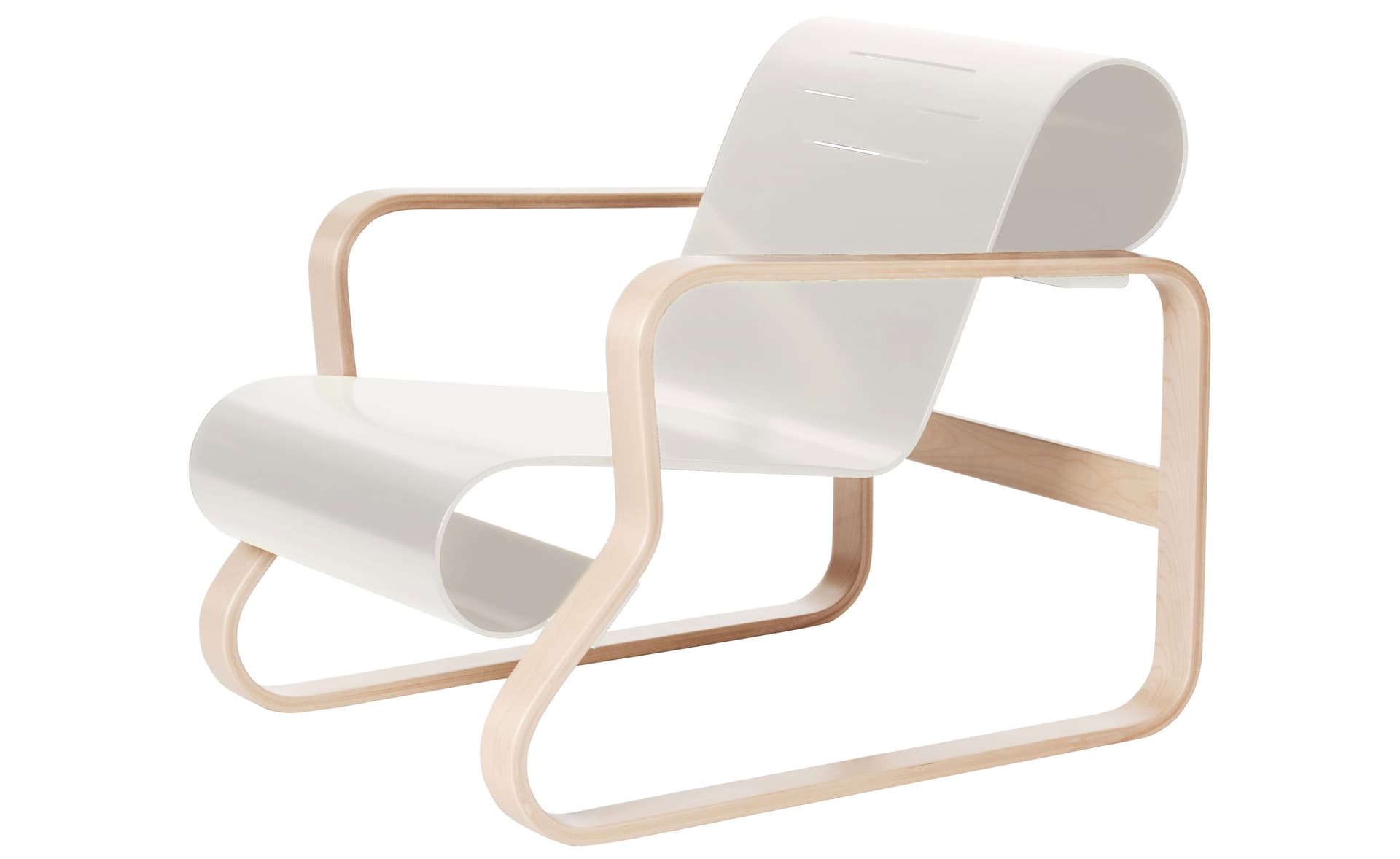 paimio armchair 41 / white lacquer seat / natural birch frame