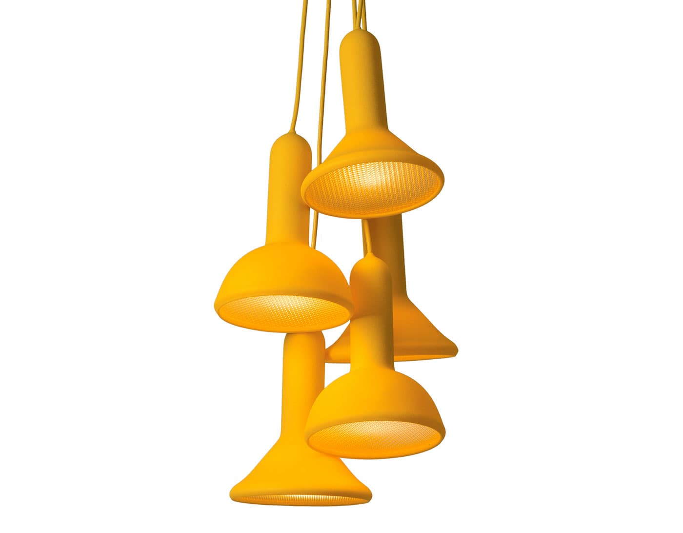 Torch Light Bunch / S5 bunch (5 pendant cluster) / yellow with yellow cables